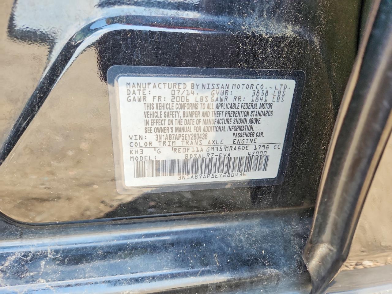 2014 Nissan Sentra Sr Black vin: 3N1AB7AP5EY280436