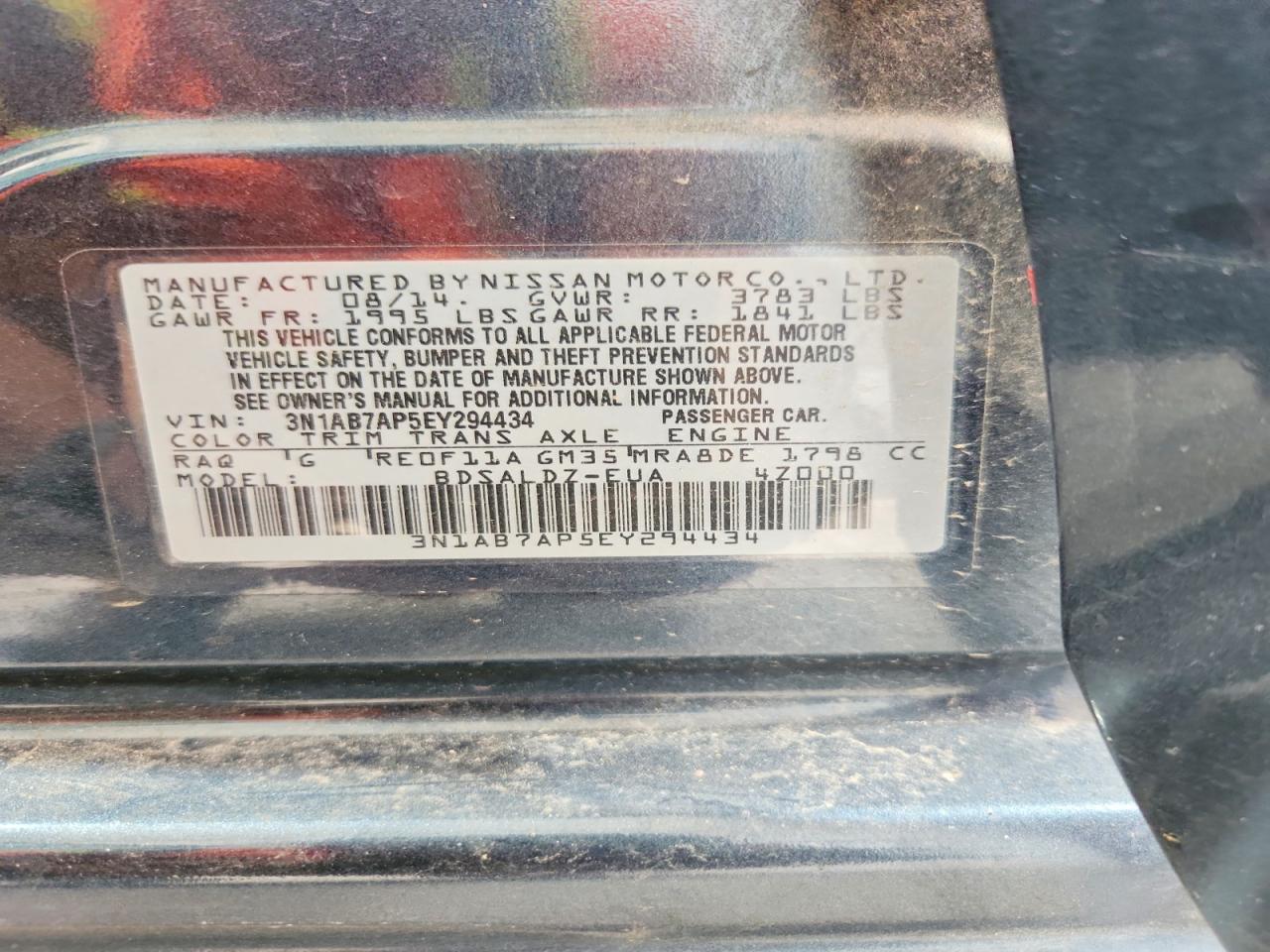 2014 Nissan Sentra Sv Blue vin: 3N1AB7AP5EY294434