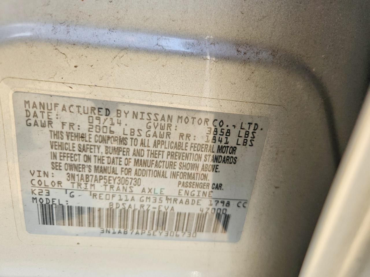 2014 Nissan Sentra Sr Silver vin: 3N1AB7AP5EY306730