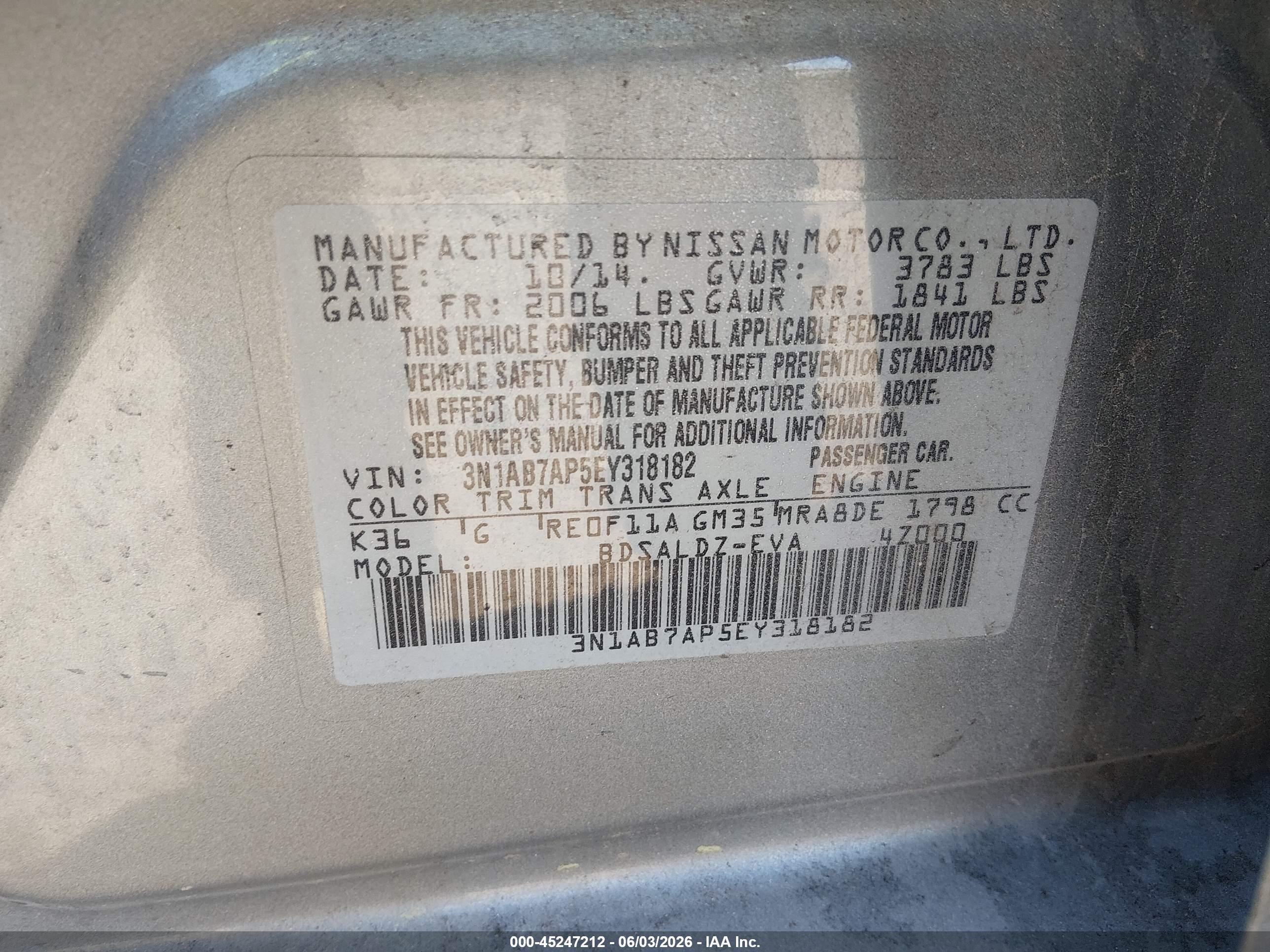 2014 Nissan Sentra Sv Silver vin: 3N1AB7AP5EY318182