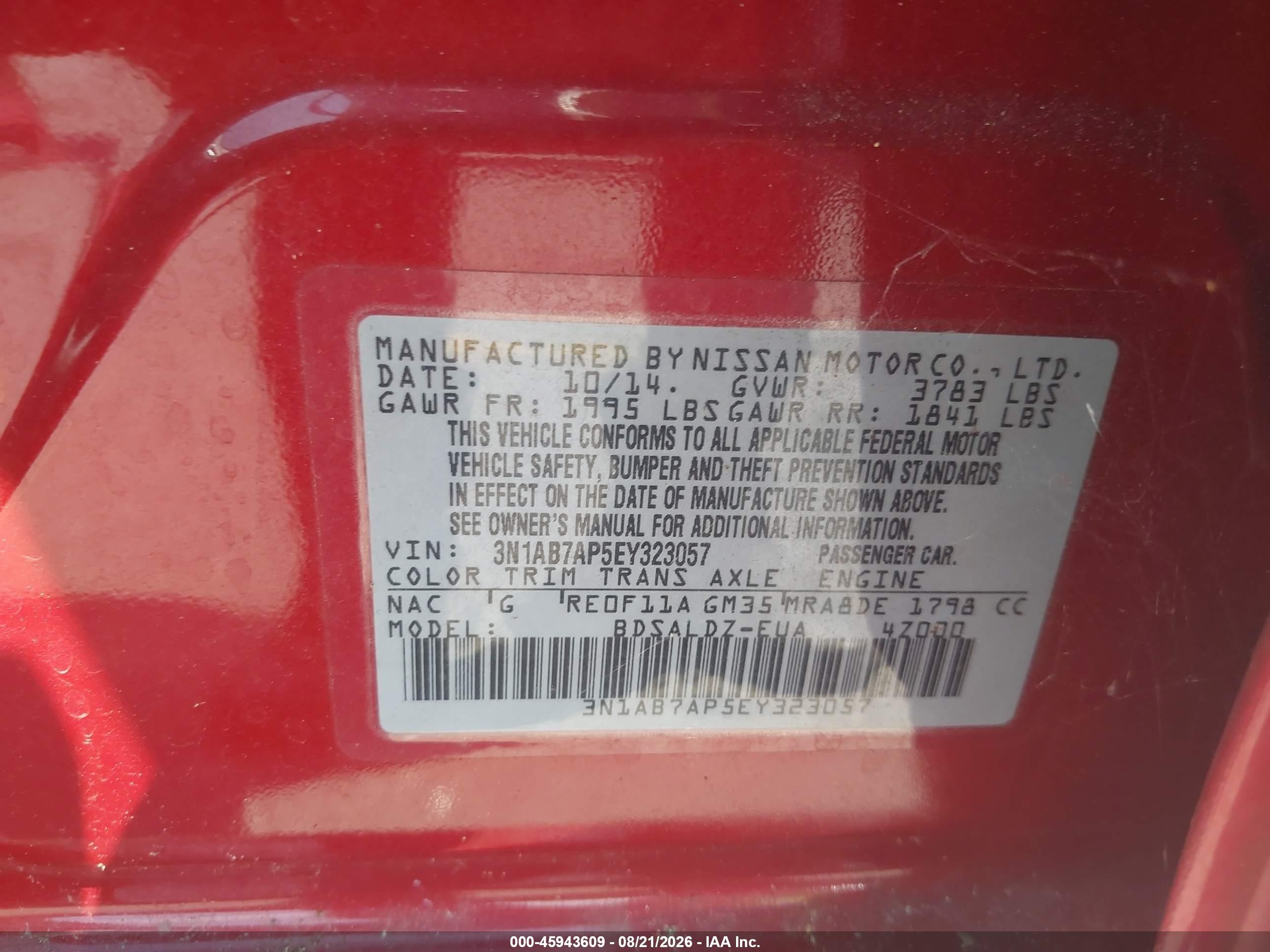 2014 Nissan Sentra Sv Красный vin: 3N1AB7AP5EY323057