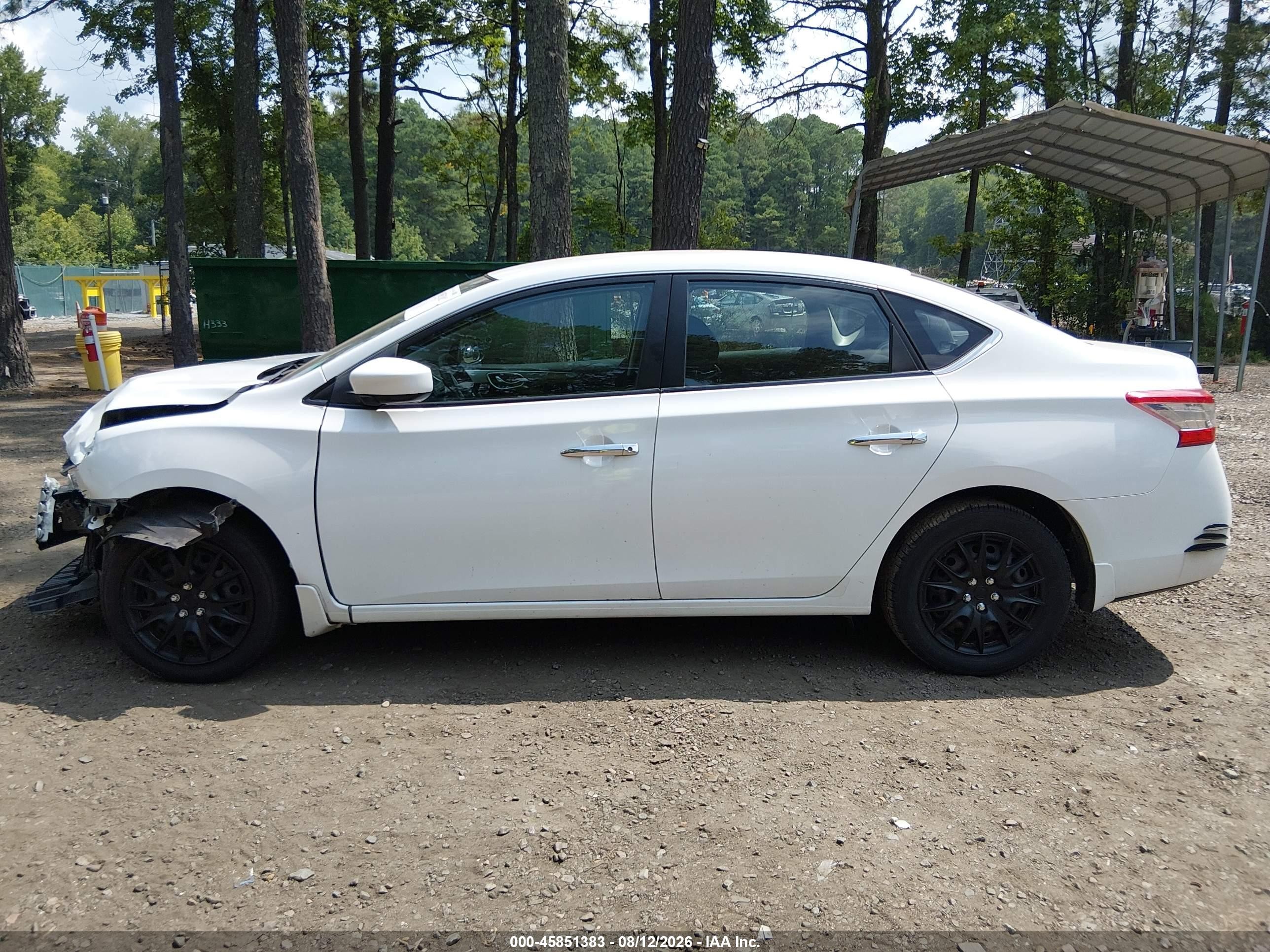 2014 Nissan Sentra S White vin: 3N1AB7AP5EY337394