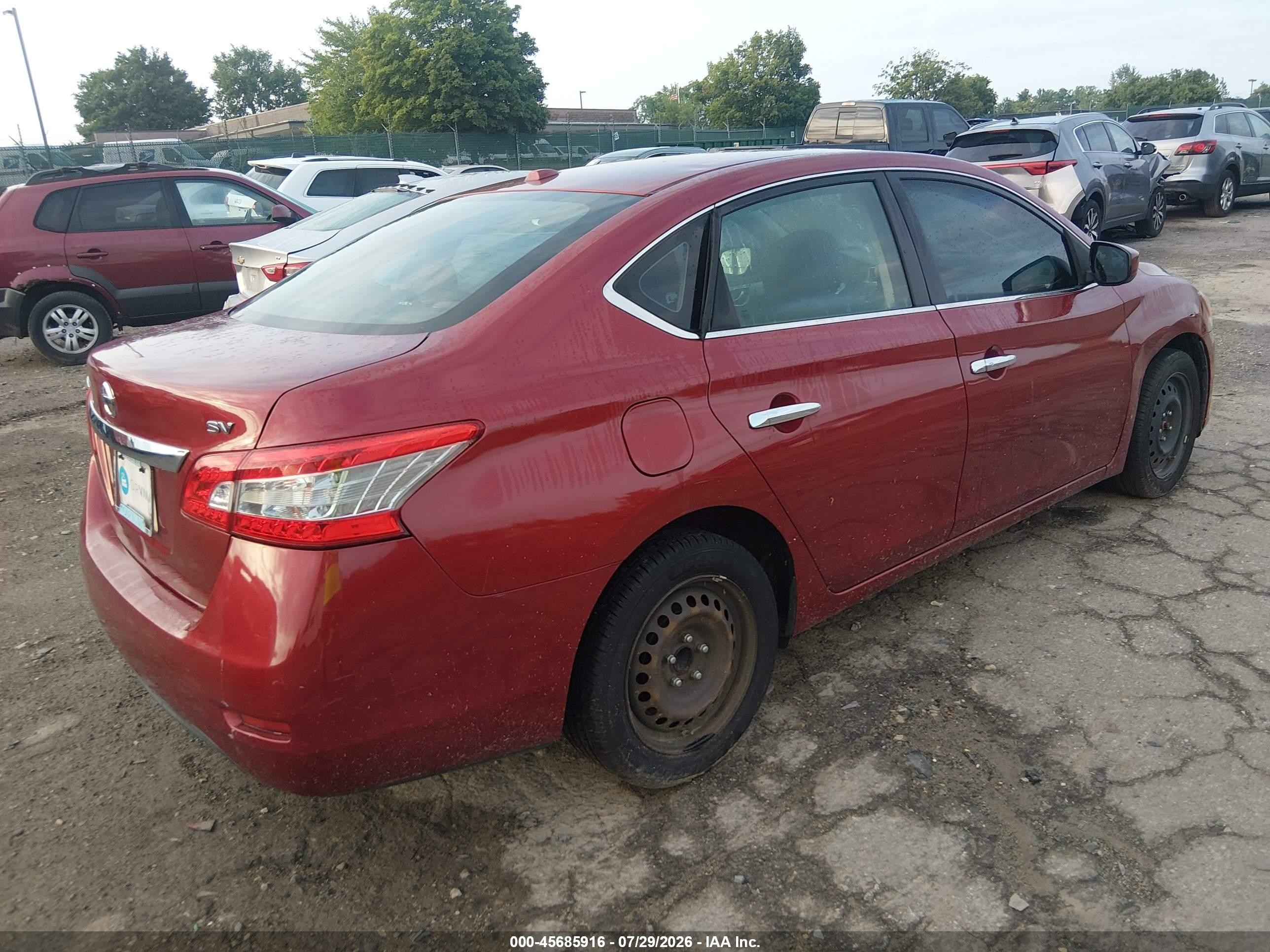 2015 Nissan Sentra Fe+ S/s/sl/sr/sv Red vin: 3N1AB7AP5FL637614