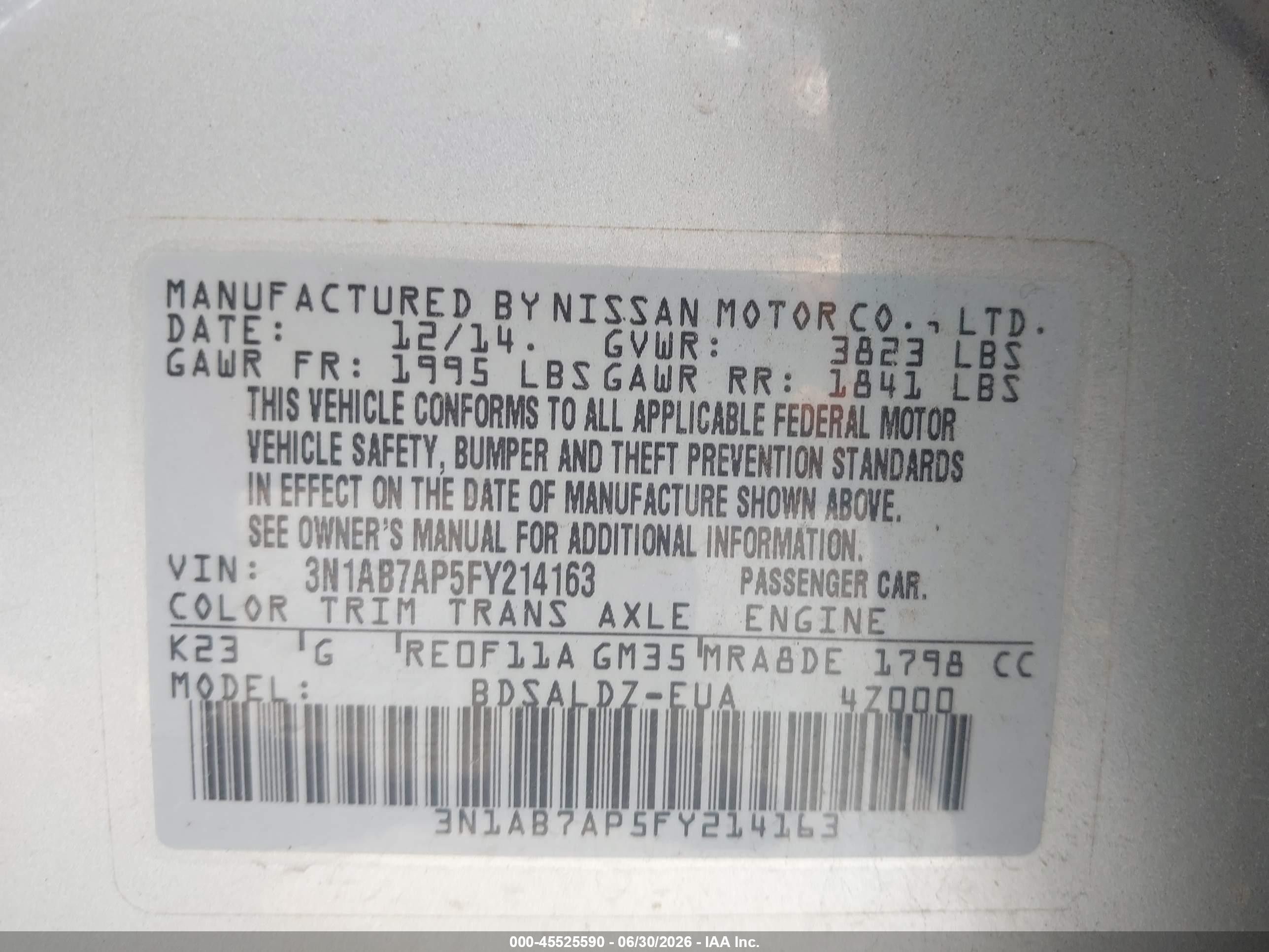 2015 Nissan Sentra Sv Silver vin: 3N1AB7AP5FY214163