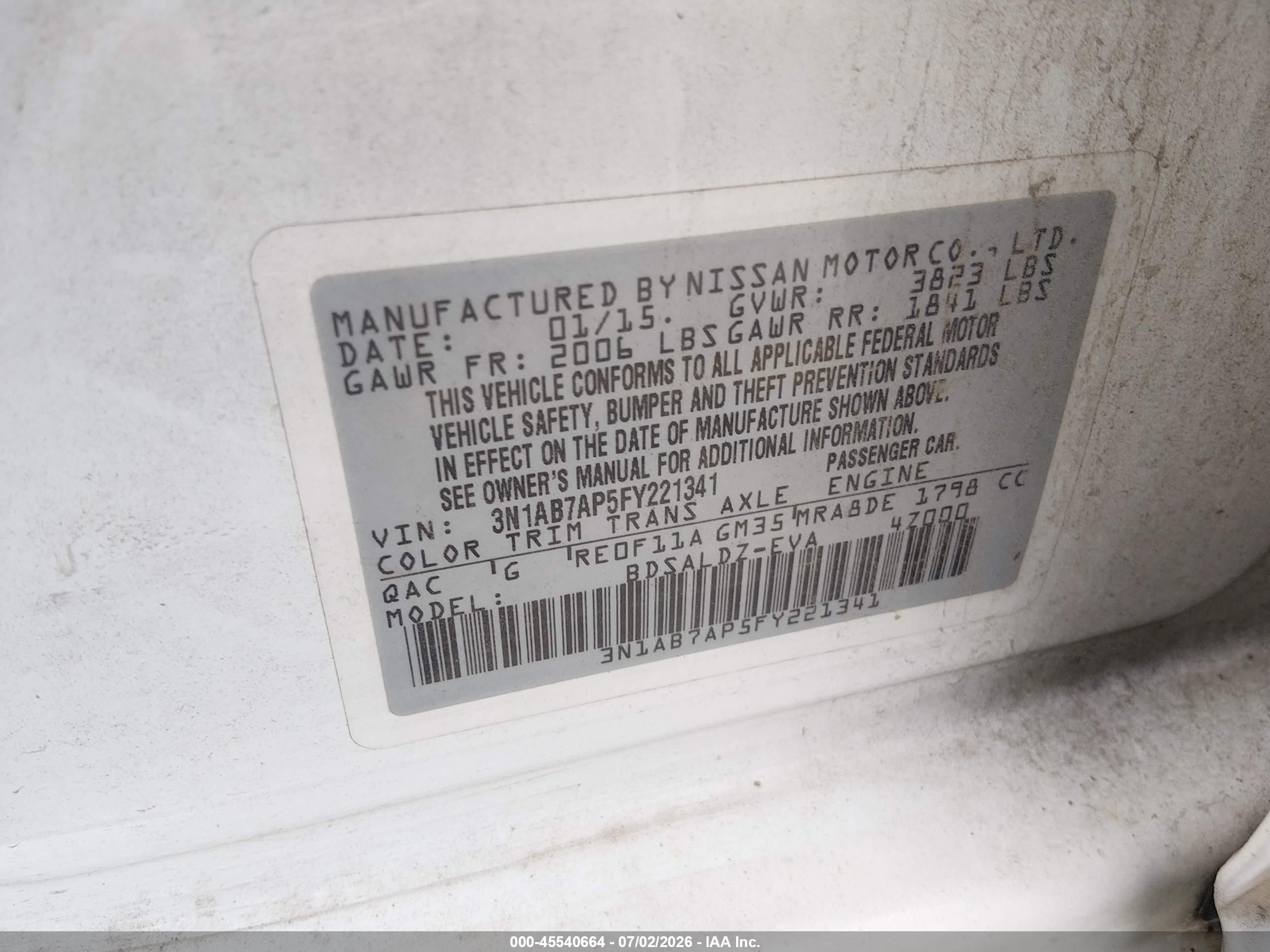 2015 Nissan Sentra Sv White vin: 3N1AB7AP5FY221341