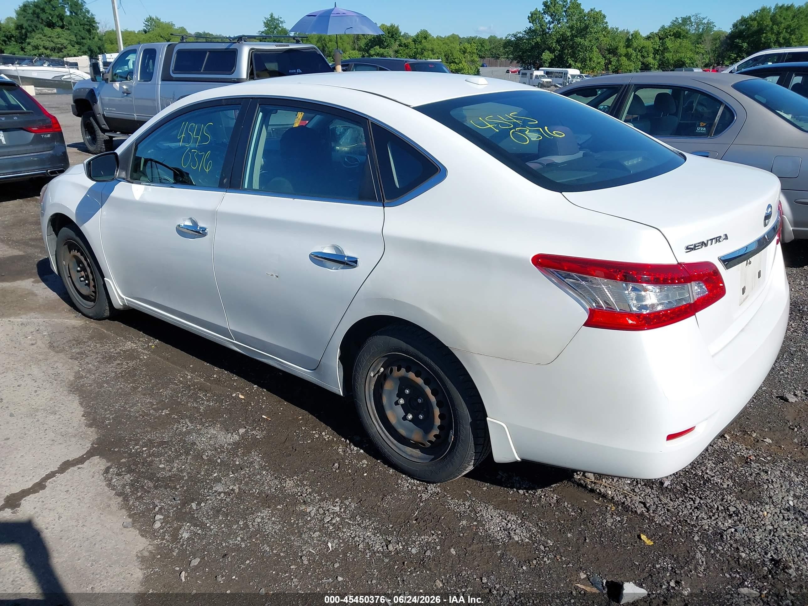 2015 Nissan Sentra Sv White vin: 3N1AB7AP5FY236017
