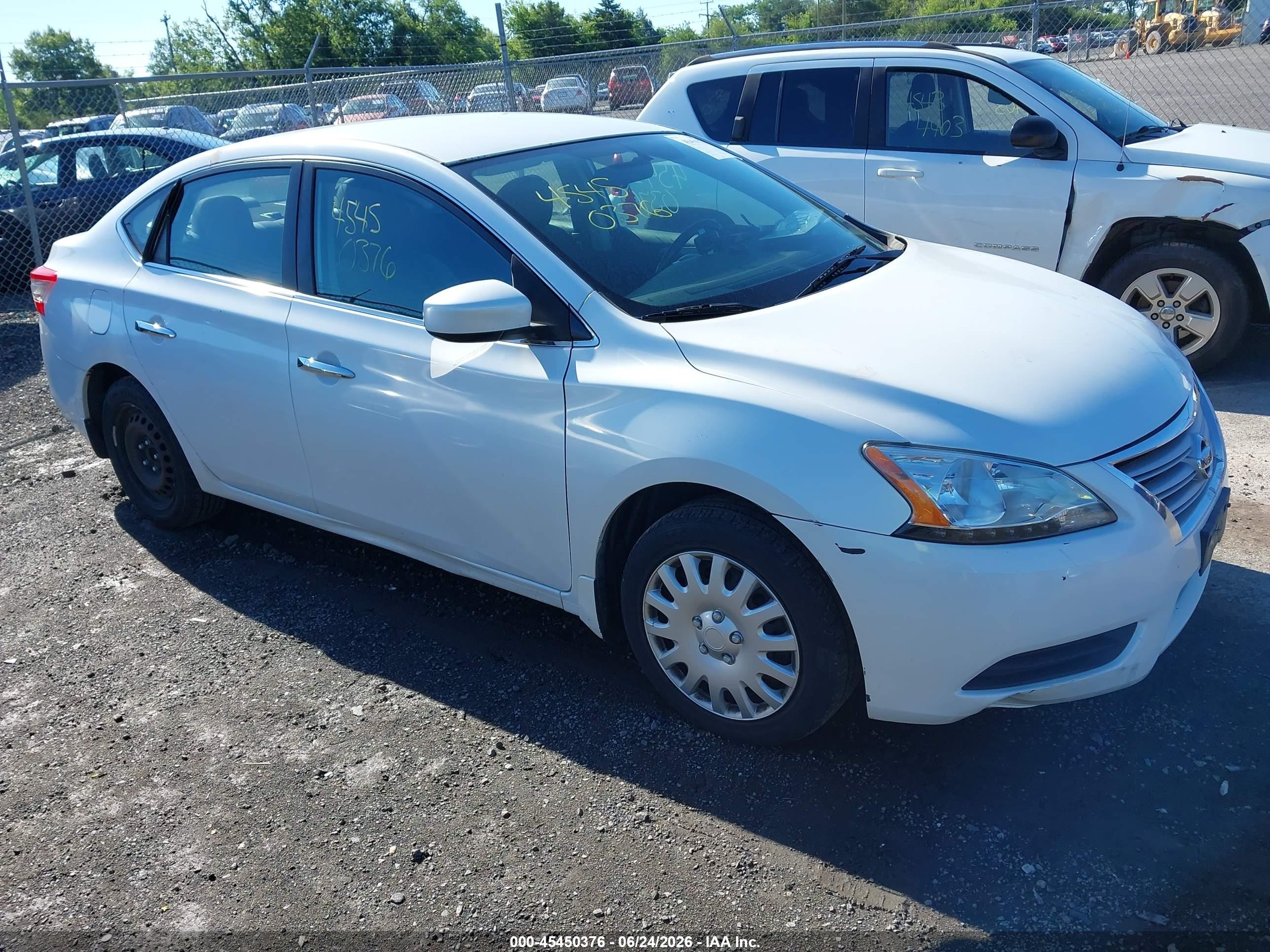 2015 Nissan Sentra Sv White vin: 3N1AB7AP5FY236017
