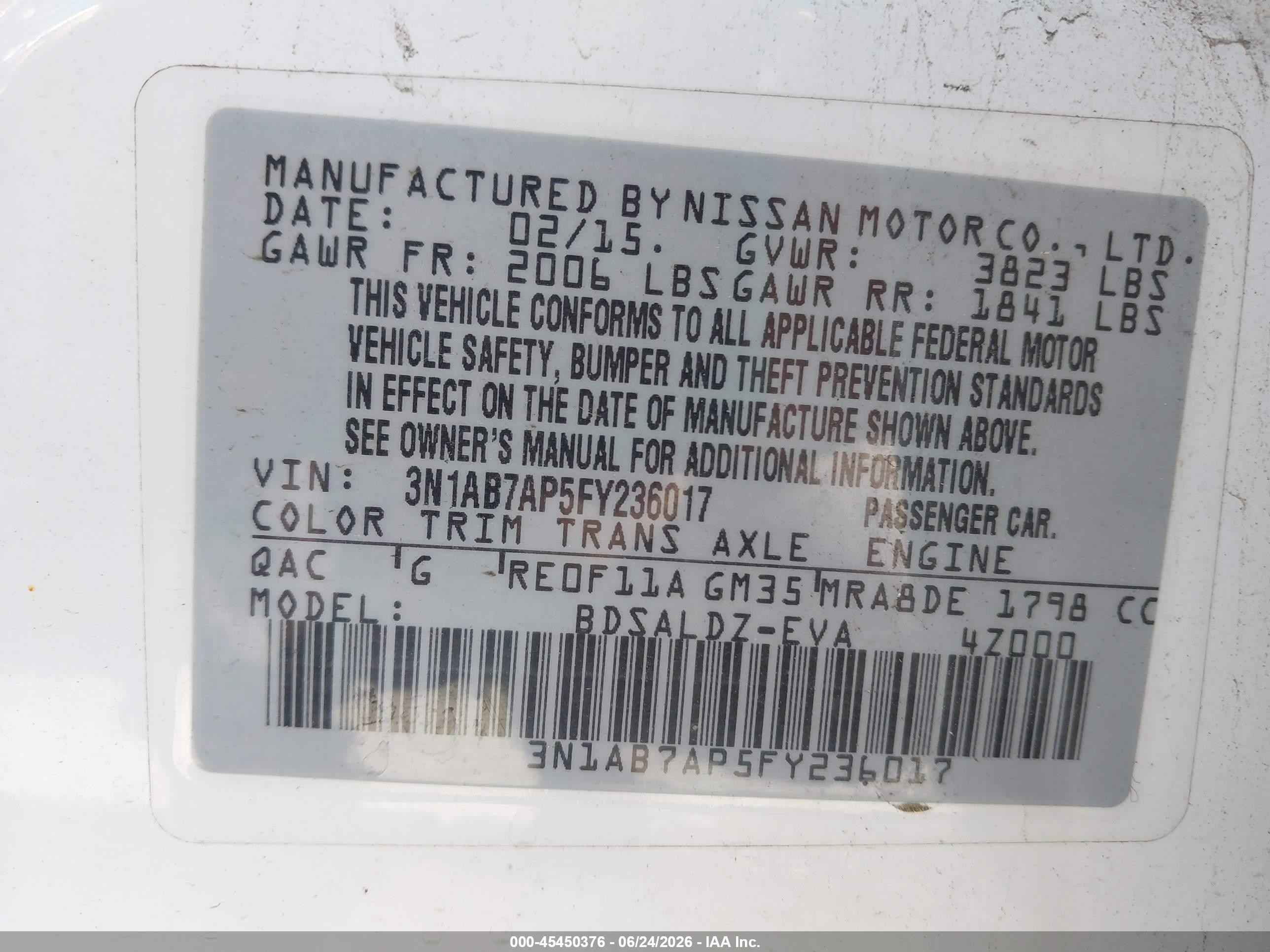 2015 Nissan Sentra Sv White vin: 3N1AB7AP5FY236017