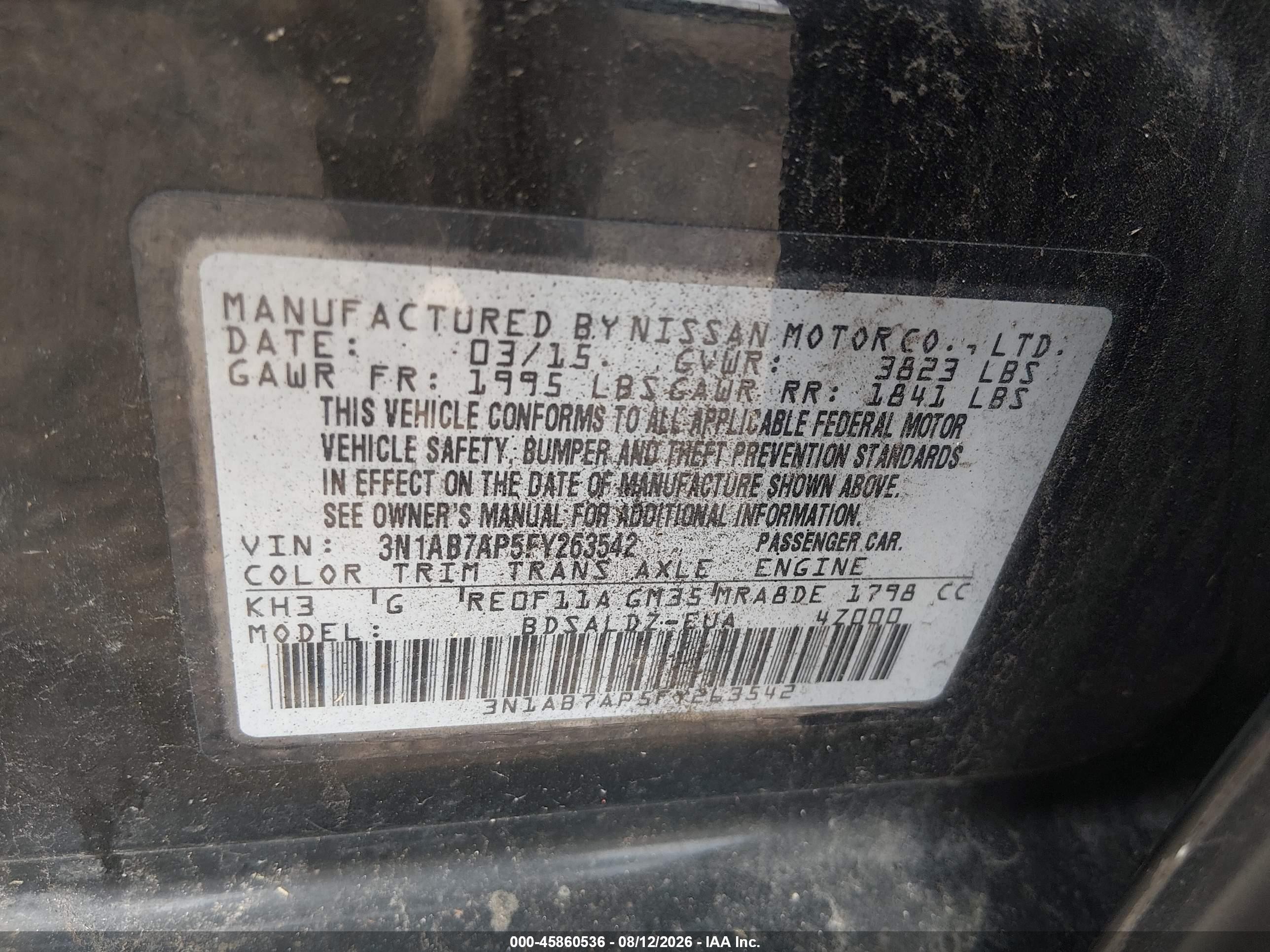 2015 Nissan Sentra Sv Черный vin: 3N1AB7AP5FY263542