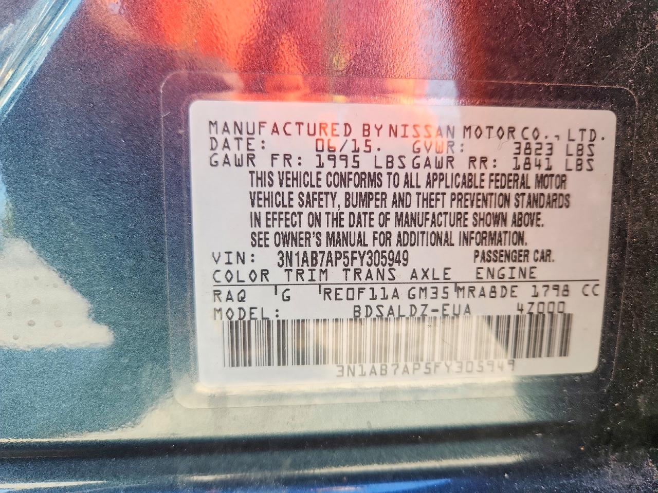 2015 Nissan Sentra S Green vin: 3N1AB7AP5FY305949