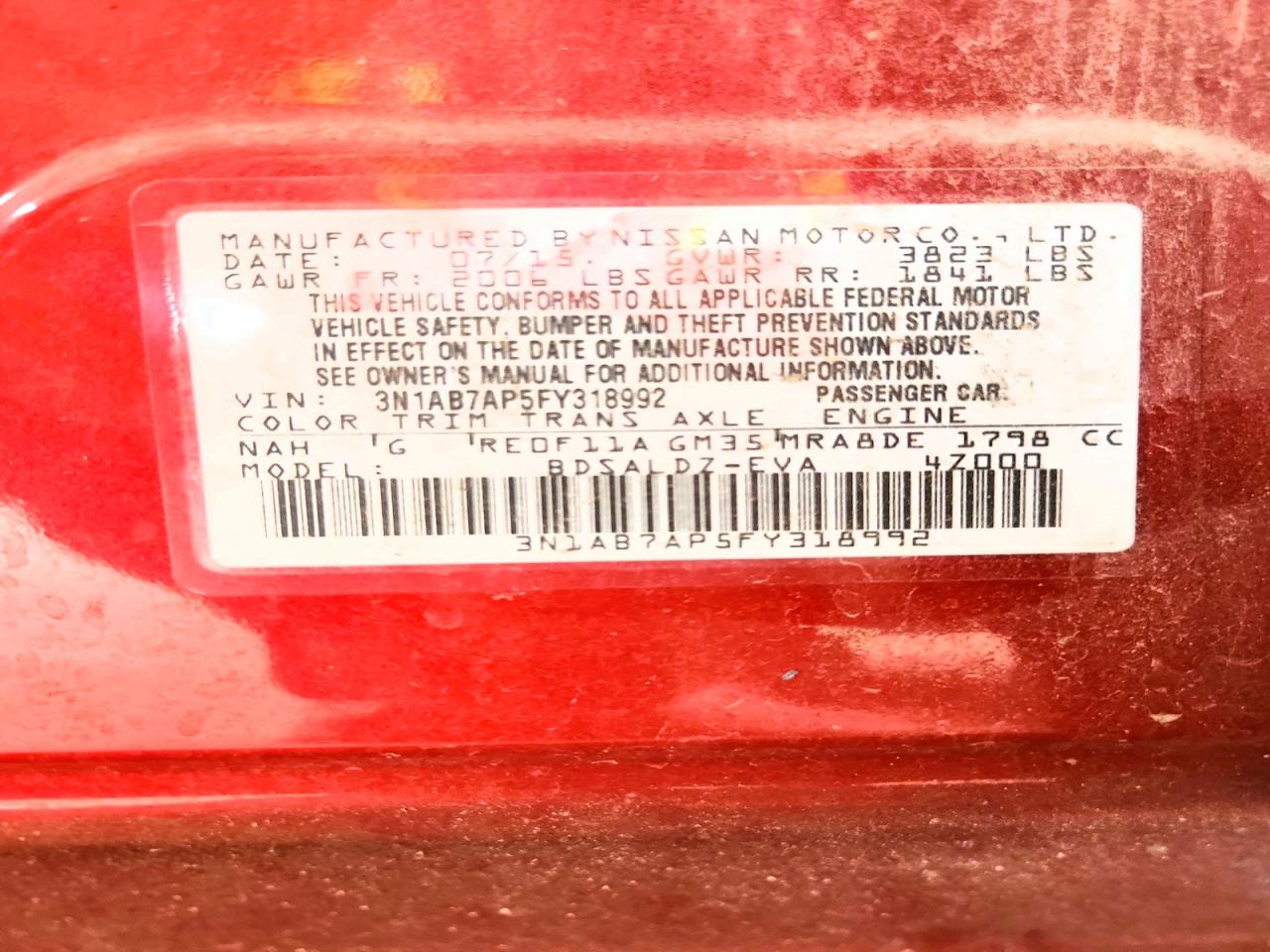 2015 Nissan Sentra Sv Красный vin: 3N1AB7AP5FY318992
