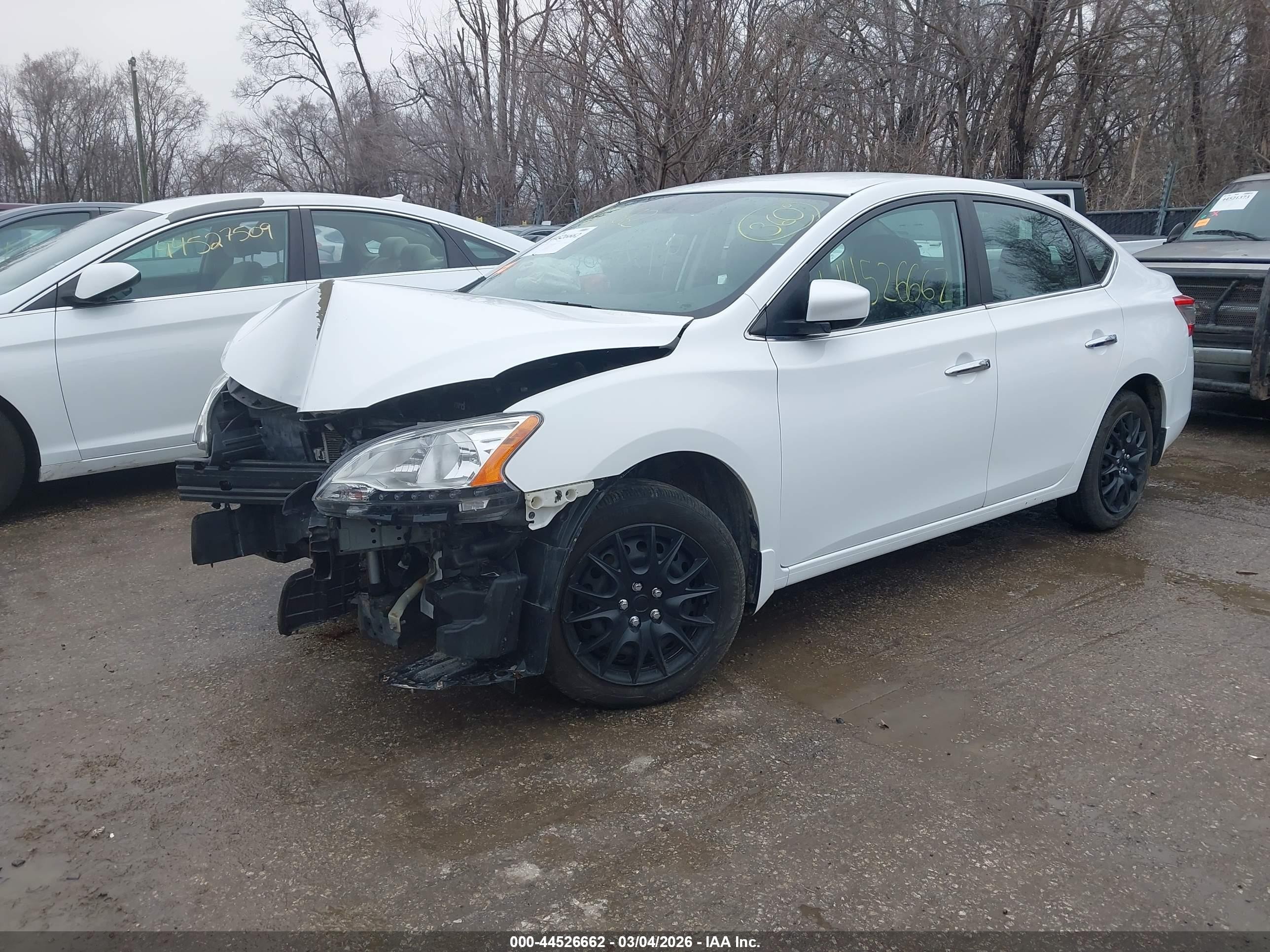 2015 Nissan Sentra S White vin: 3N1AB7AP5FY339003