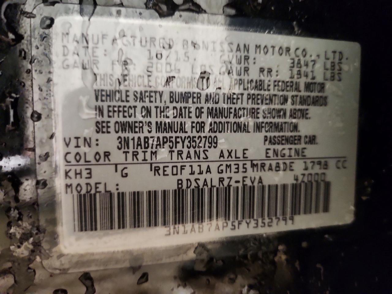 2015 Nissan Sentra S Black vin: 3N1AB7AP5FY352799
