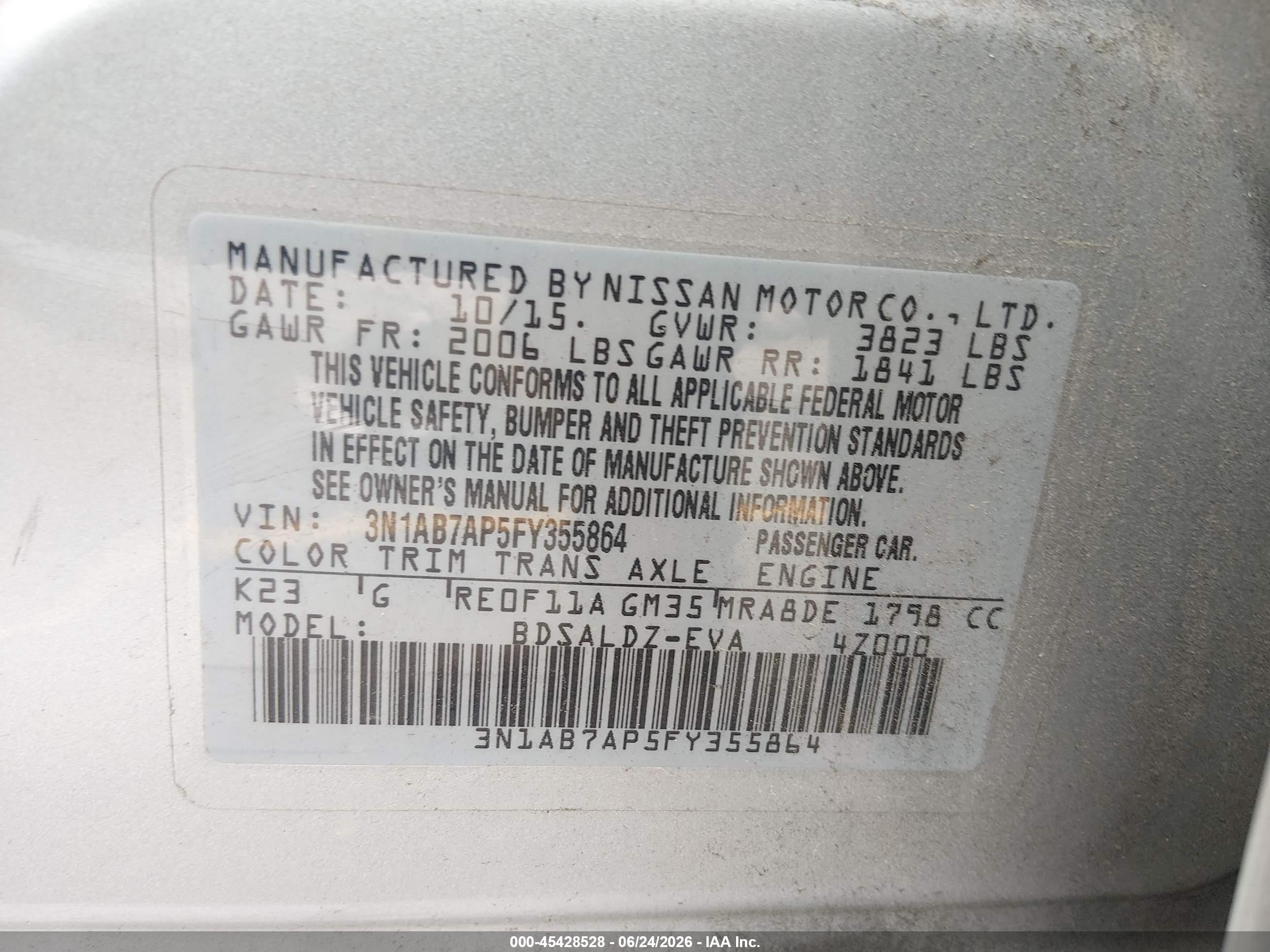 2015 Nissan Sentra Sv Silver vin: 3N1AB7AP5FY355864