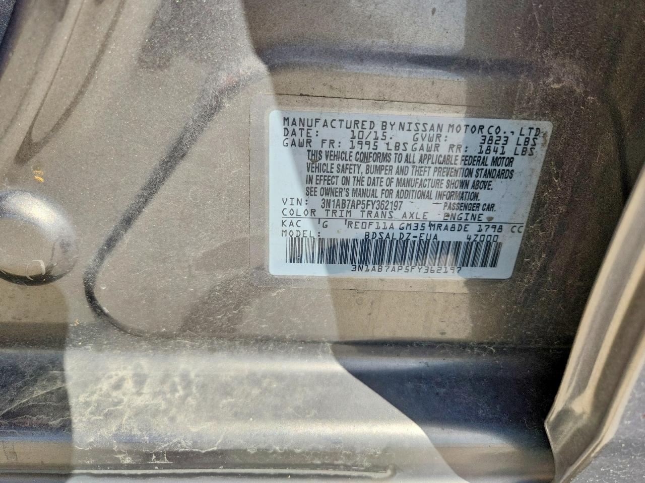 2015 Nissan Sentra Sv Silver vin: 3N1AB7AP5FY362197
