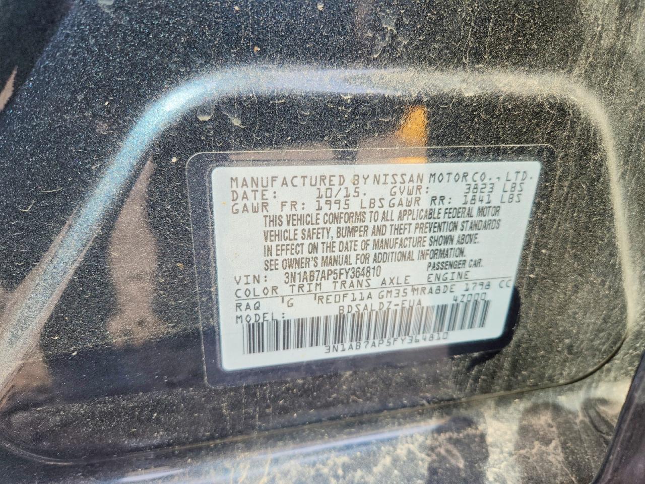 2015 Nissan Sentra Sv Blue vin: 3N1AB7AP5FY364810