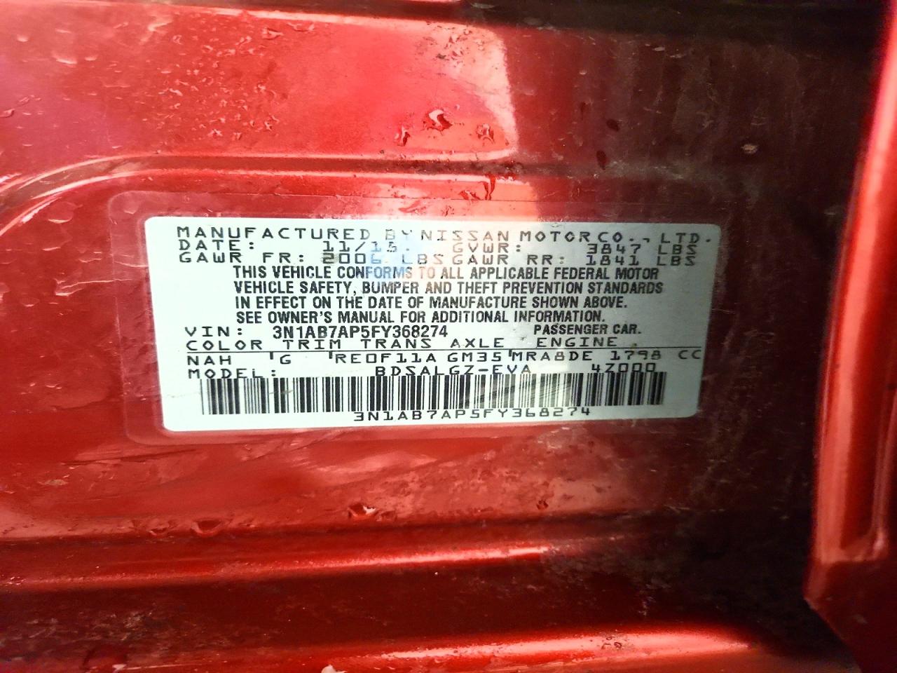 2015 Nissan Sentra S Maroon vin: 3N1AB7AP5FY368274