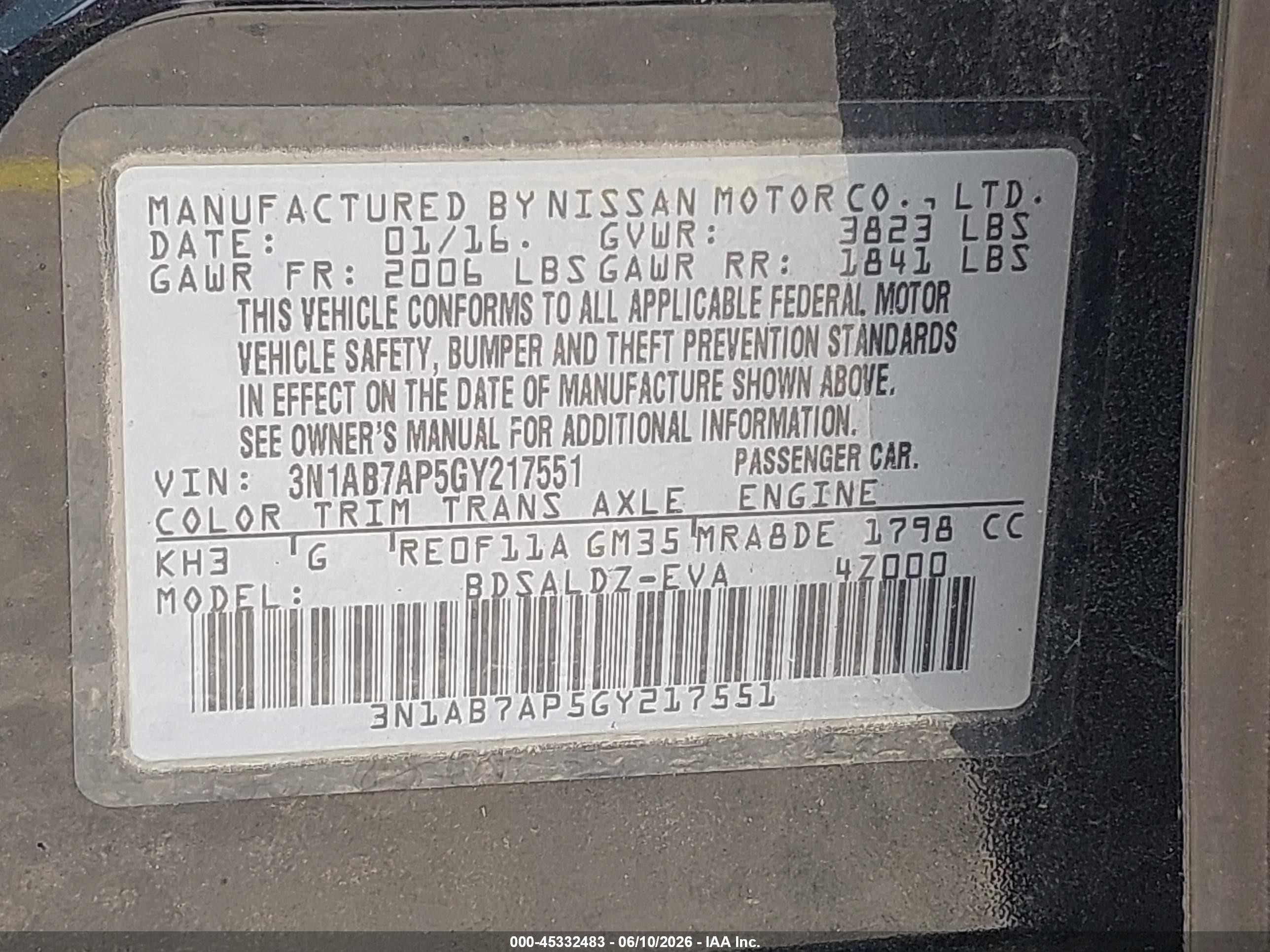 2016 Nissan Sentra Sv Black vin: 3N1AB7AP5GY217551