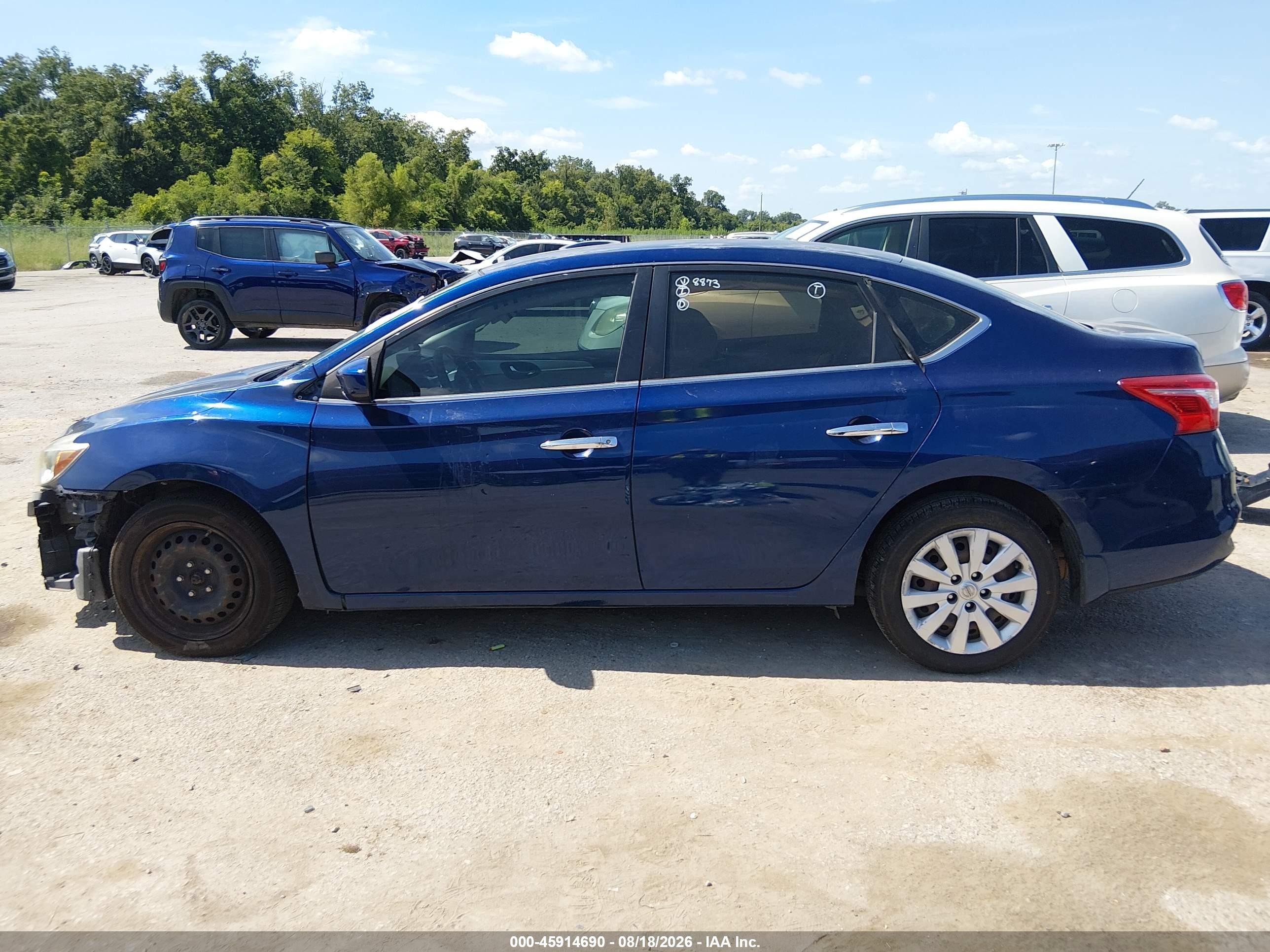2016 Nissan Sentra S Синий vin: 3N1AB7AP5GY228873