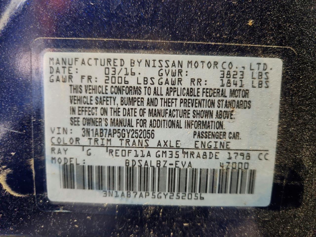 2016 Nissan Sentra S Blue vin: 3N1AB7AP5GY252056