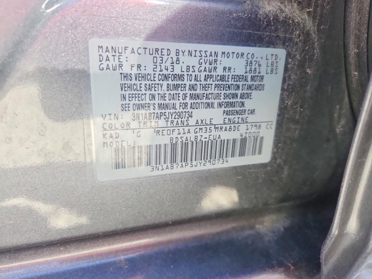 2018 Nissan Sentra S Gray vin: 3N1AB7AP5JY290734