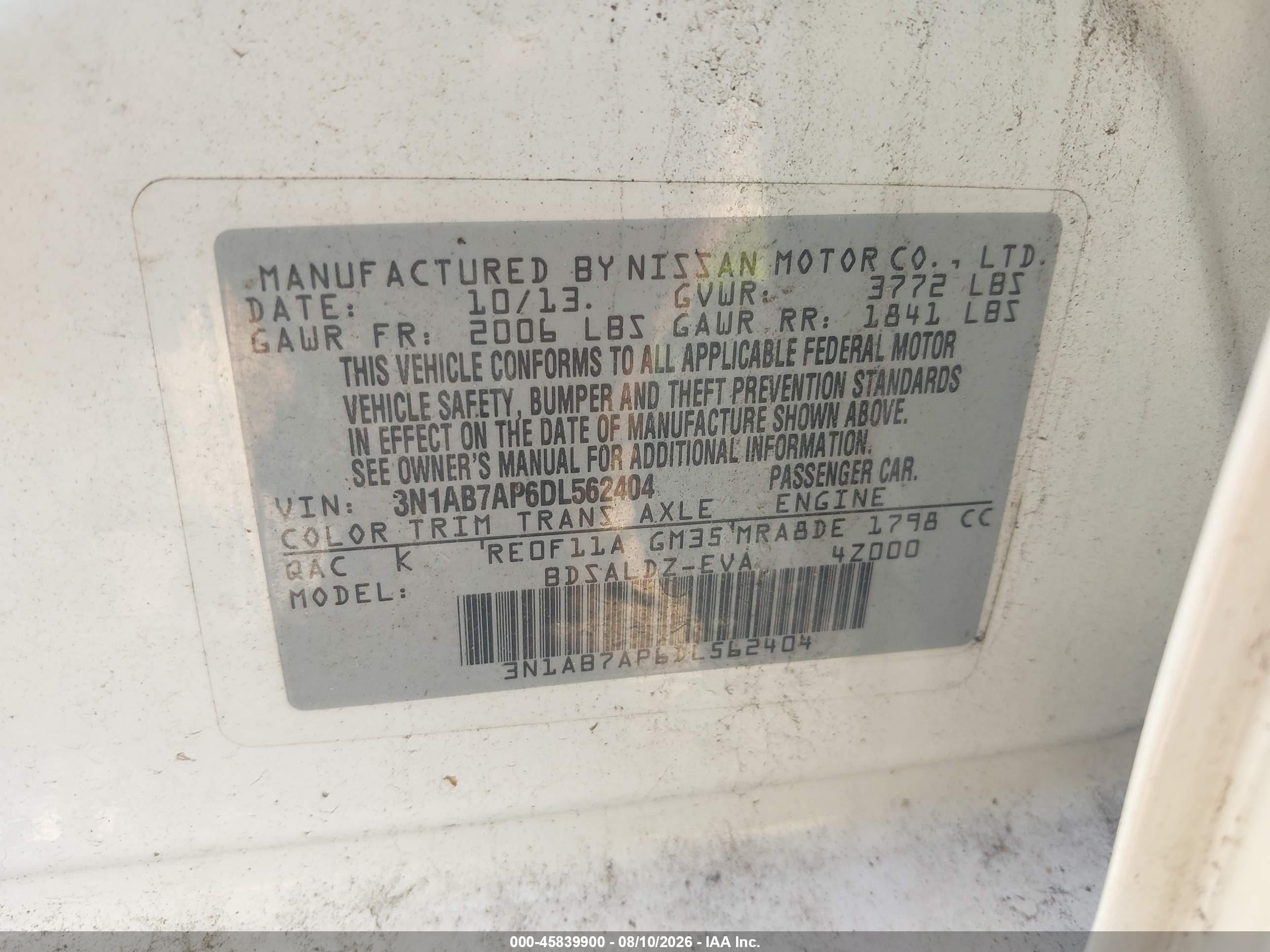 2013 Nissan Sentra Sv White vin: 3N1AB7AP6DL562404