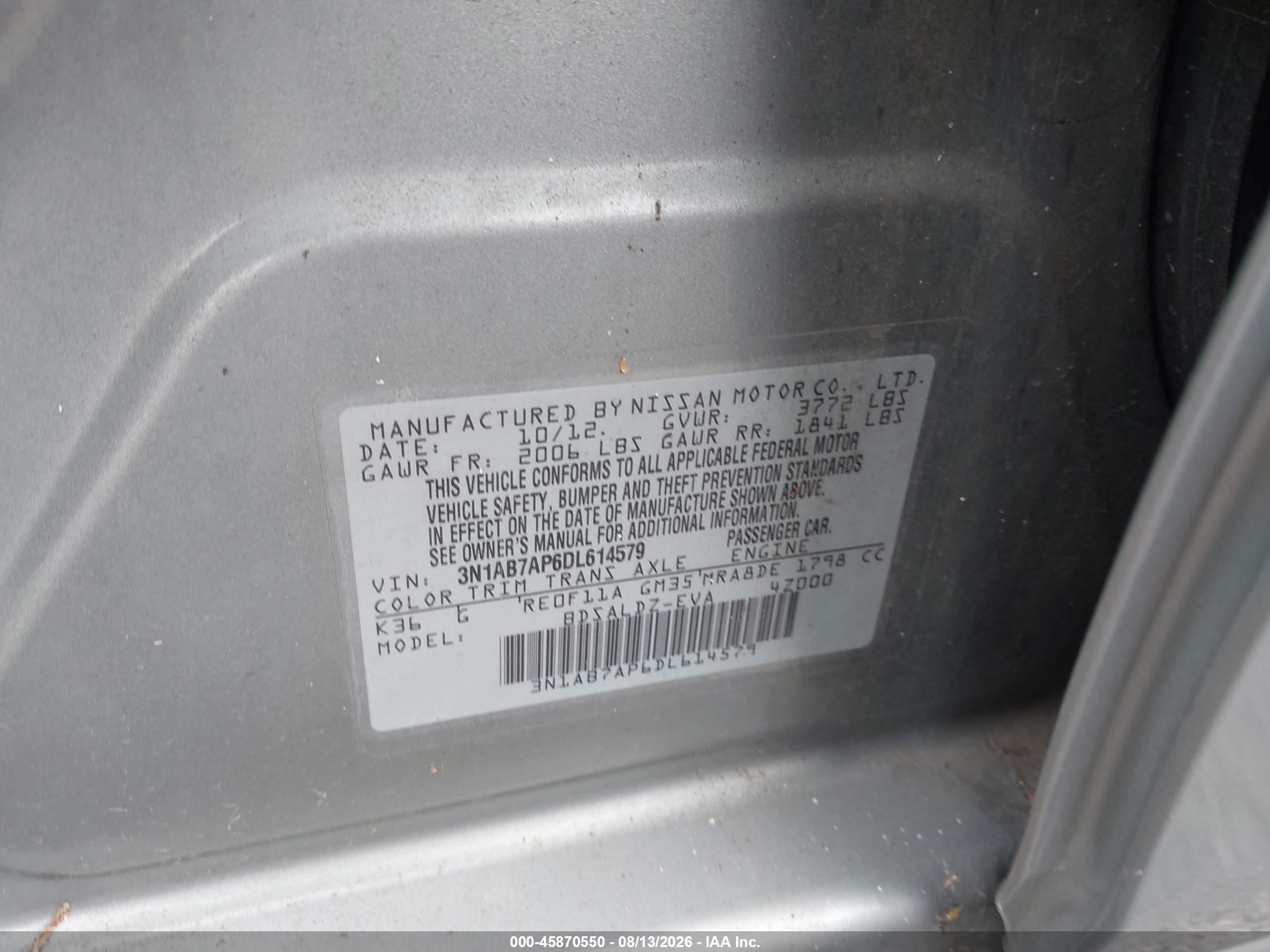 2013 Nissan Sentra Sv Серебряный vin: 3N1AB7AP6DL614579