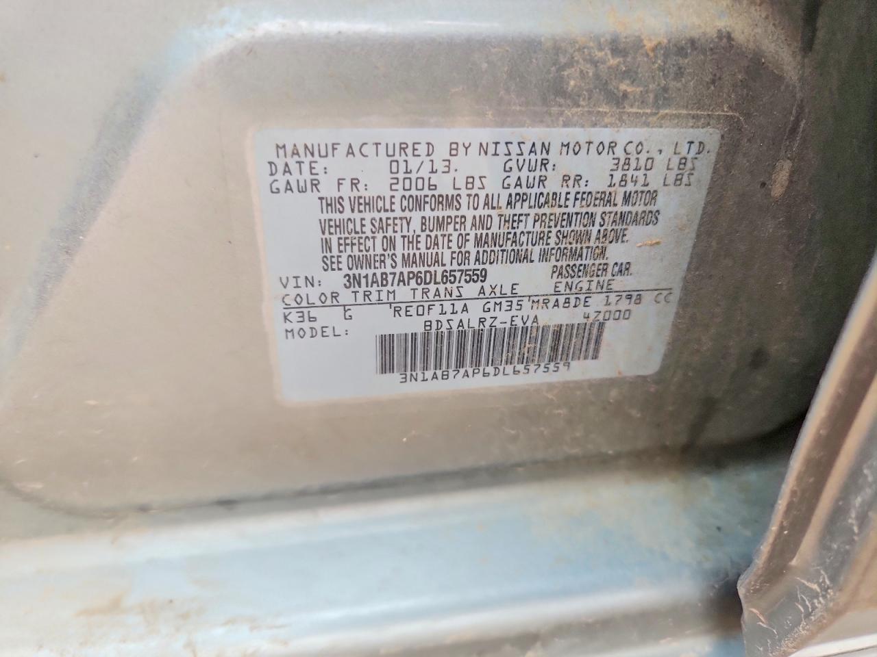 2013 Nissan Sentra S Gray vin: 3N1AB7AP6DL657559