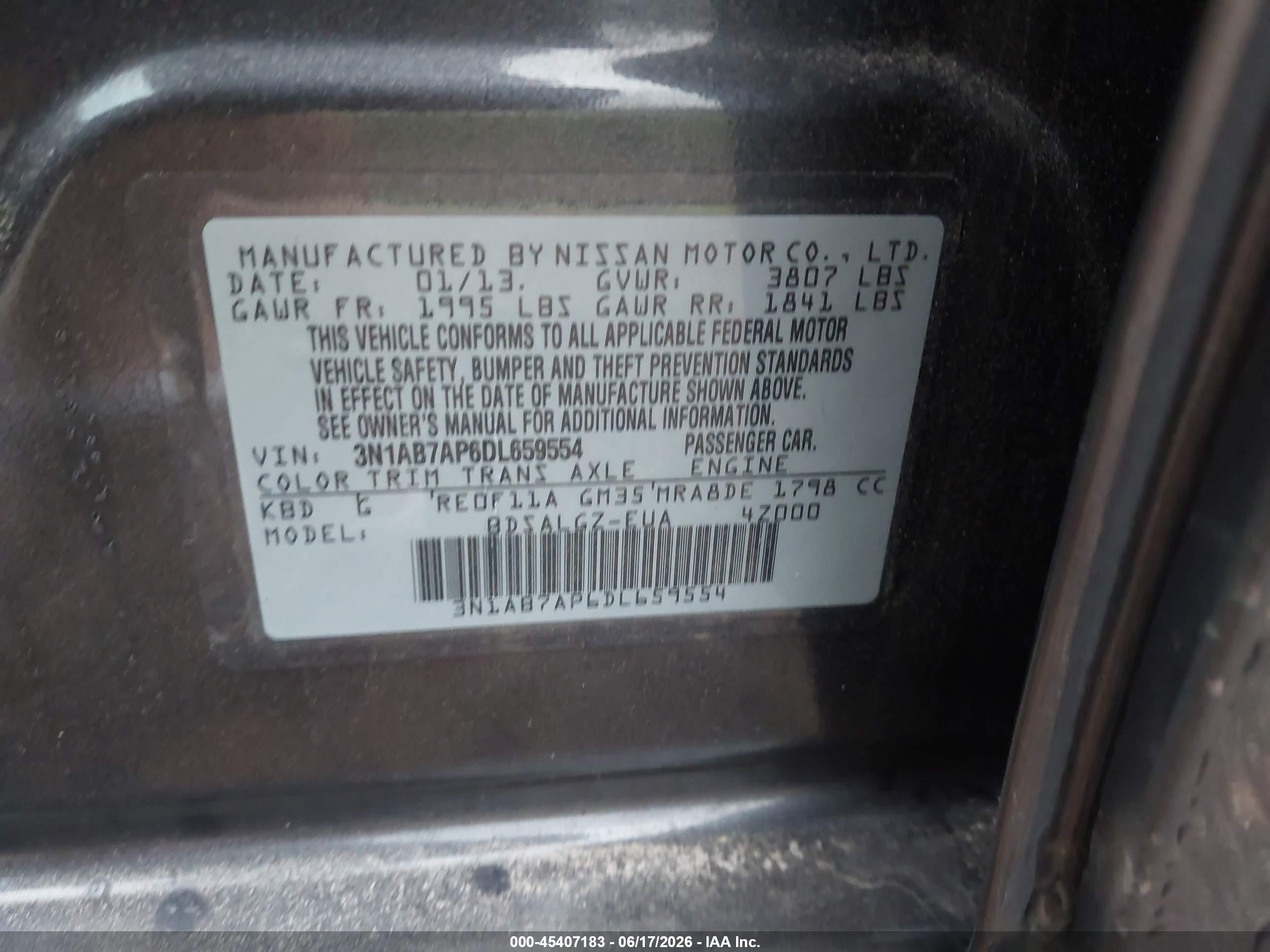 2013 Nissan Sentra Sl Gray vin: 3N1AB7AP6DL659554