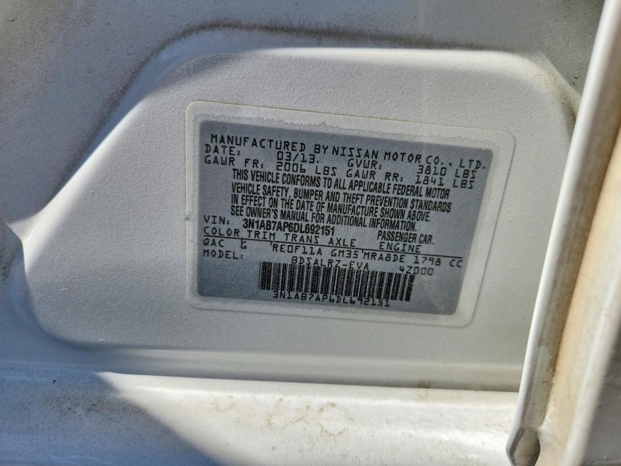 2013 Nissan Sentra S White vin: 3N1AB7AP6DL692151