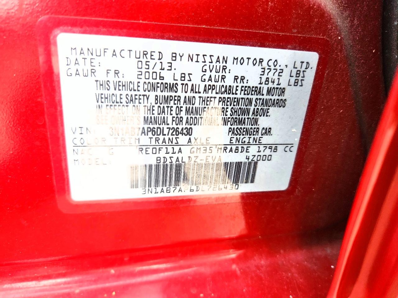 2013 Nissan Sentra S Красный vin: 3N1AB7AP6DL726430