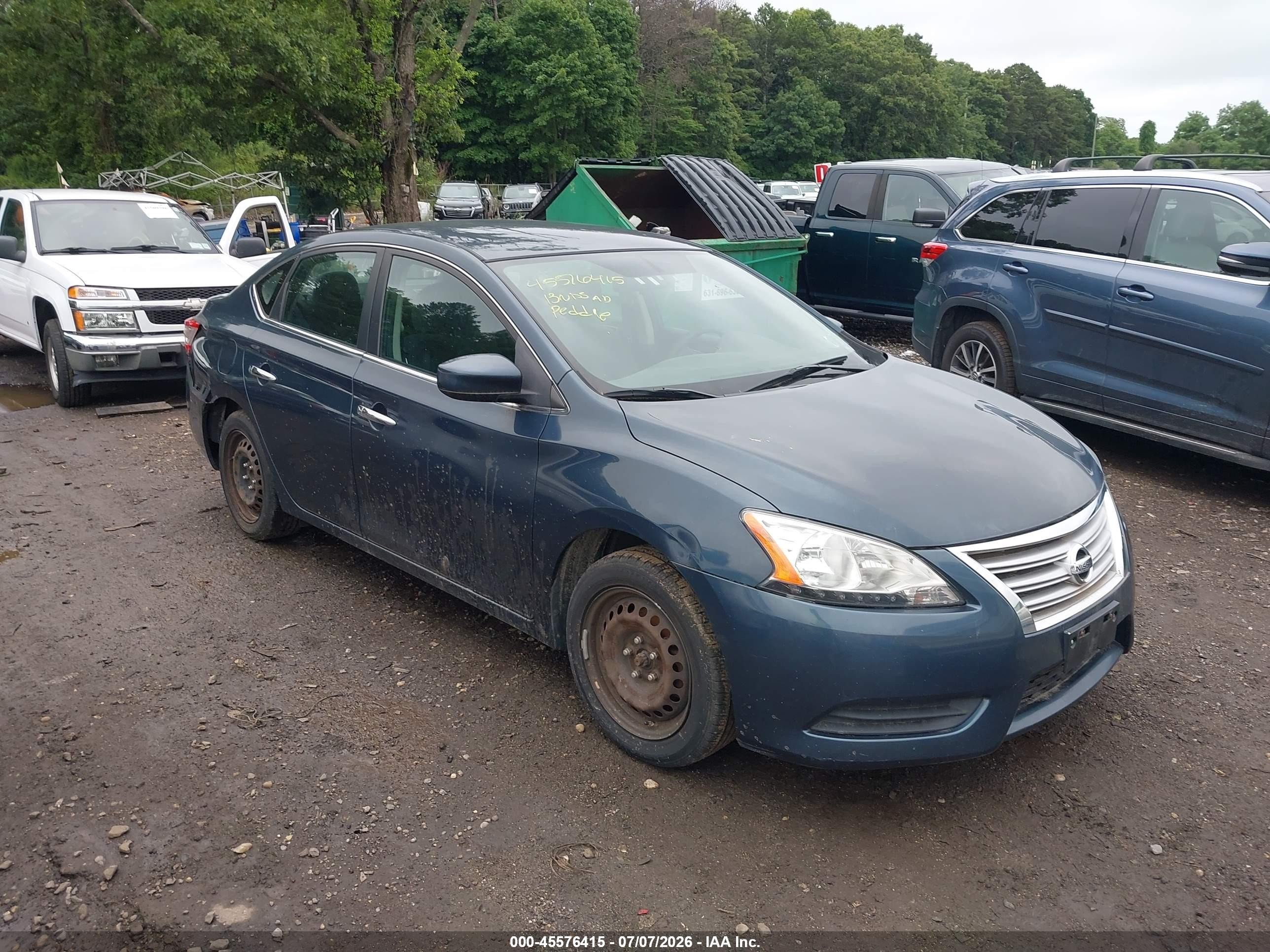2013 Nissan Sentra S Blue vin: 3N1AB7AP6DL745575