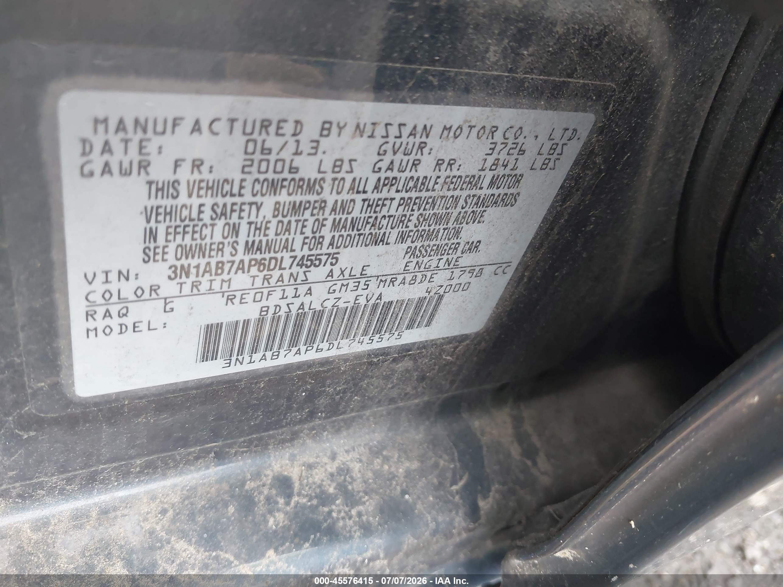 2013 Nissan Sentra S Blue vin: 3N1AB7AP6DL745575