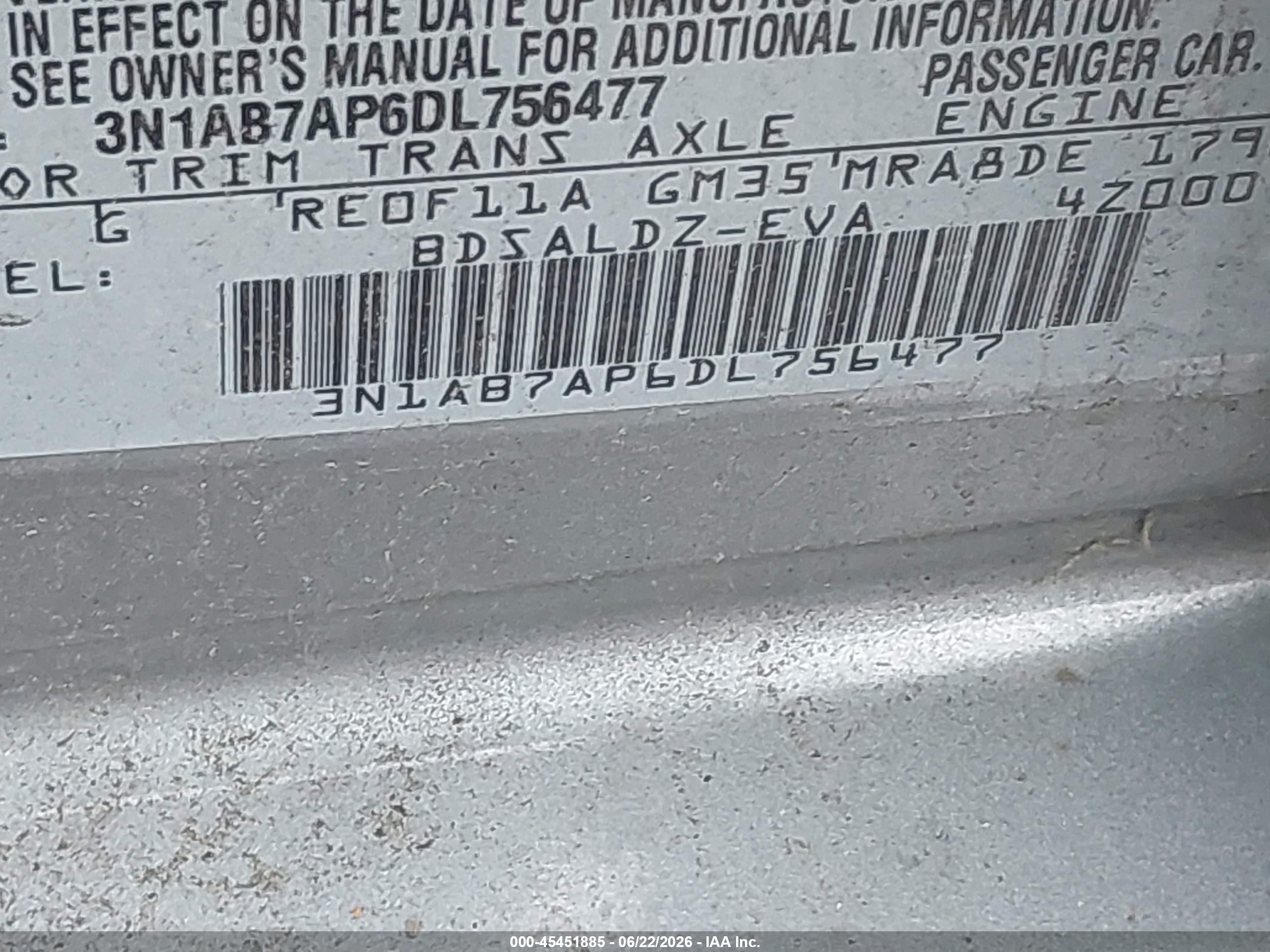 2013 Nissan Sentra Sv Gray vin: 3N1AB7AP6DL756477