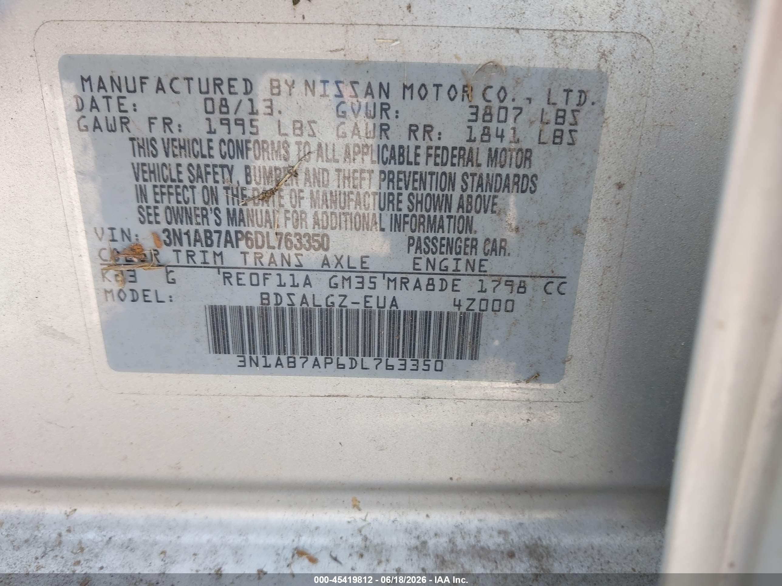 2013 Nissan Sentra Sl Silver vin: 3N1AB7AP6DL763350