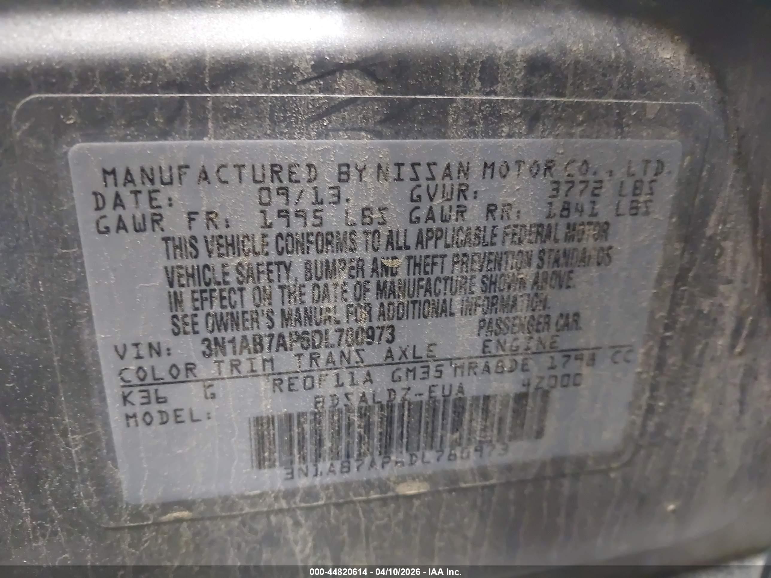 2013 Nissan Sentra Sv Gray vin: 3N1AB7AP6DL780973