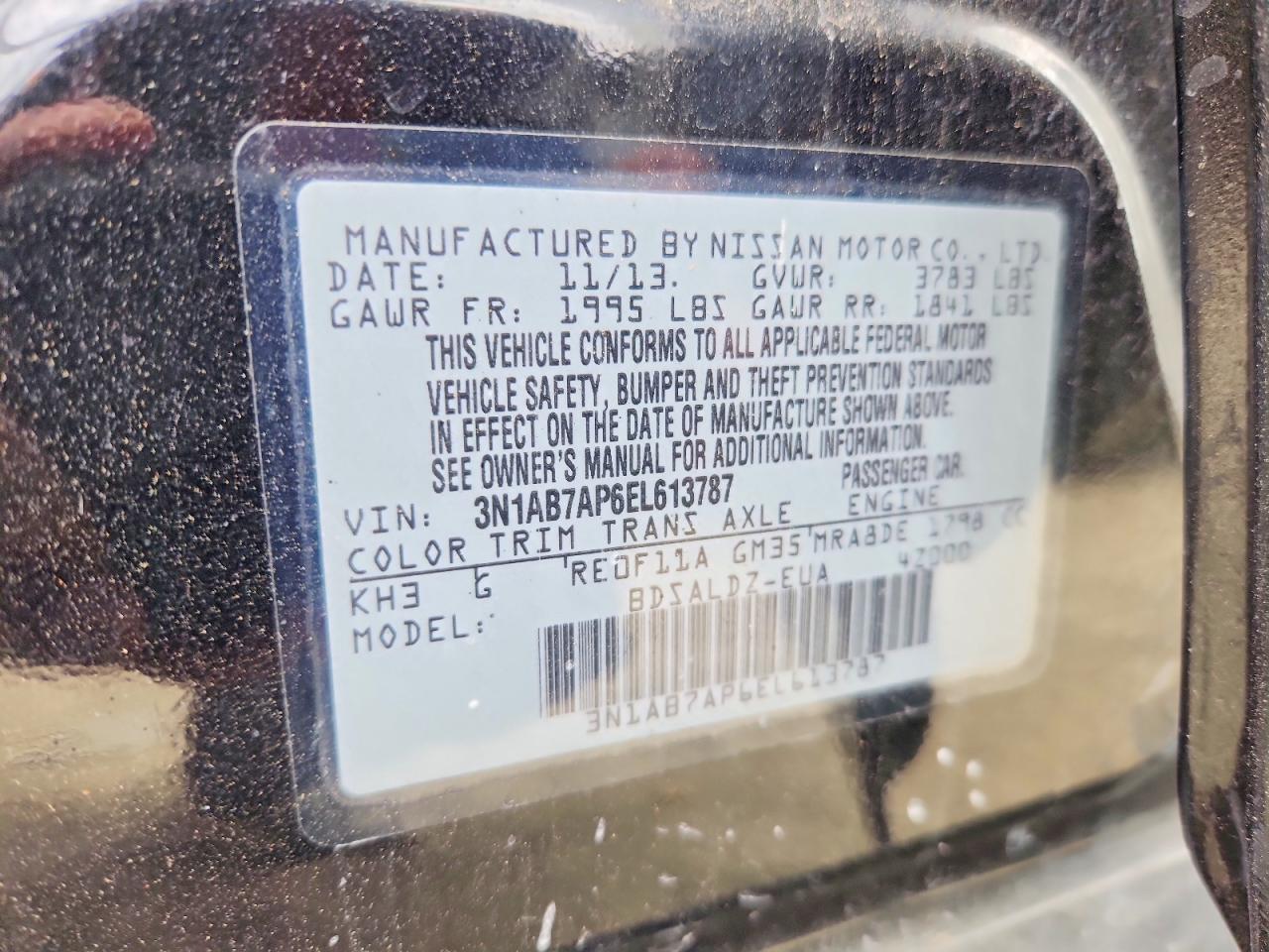 2014 Nissan Sentra Sv Black vin: 3N1AB7AP6EL613787