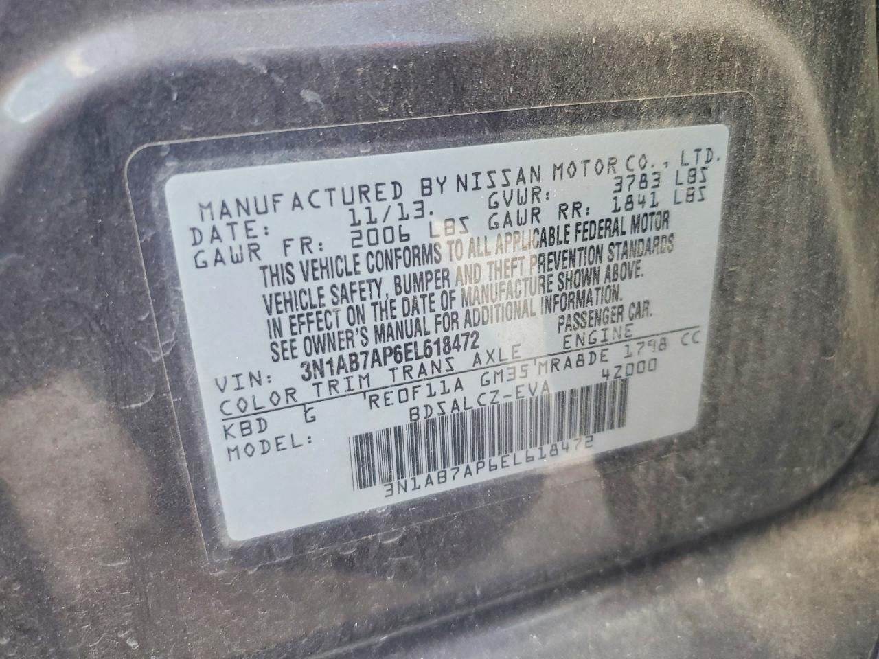 2014 Nissan Sentra S Gray vin: 3N1AB7AP6EL618472