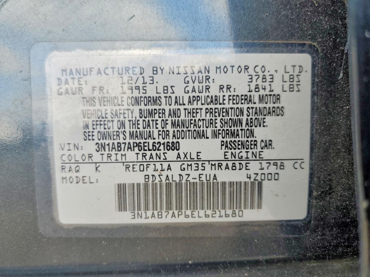 2014 Nissan Sentra Sv Синий vin: 3N1AB7AP6EL621680
