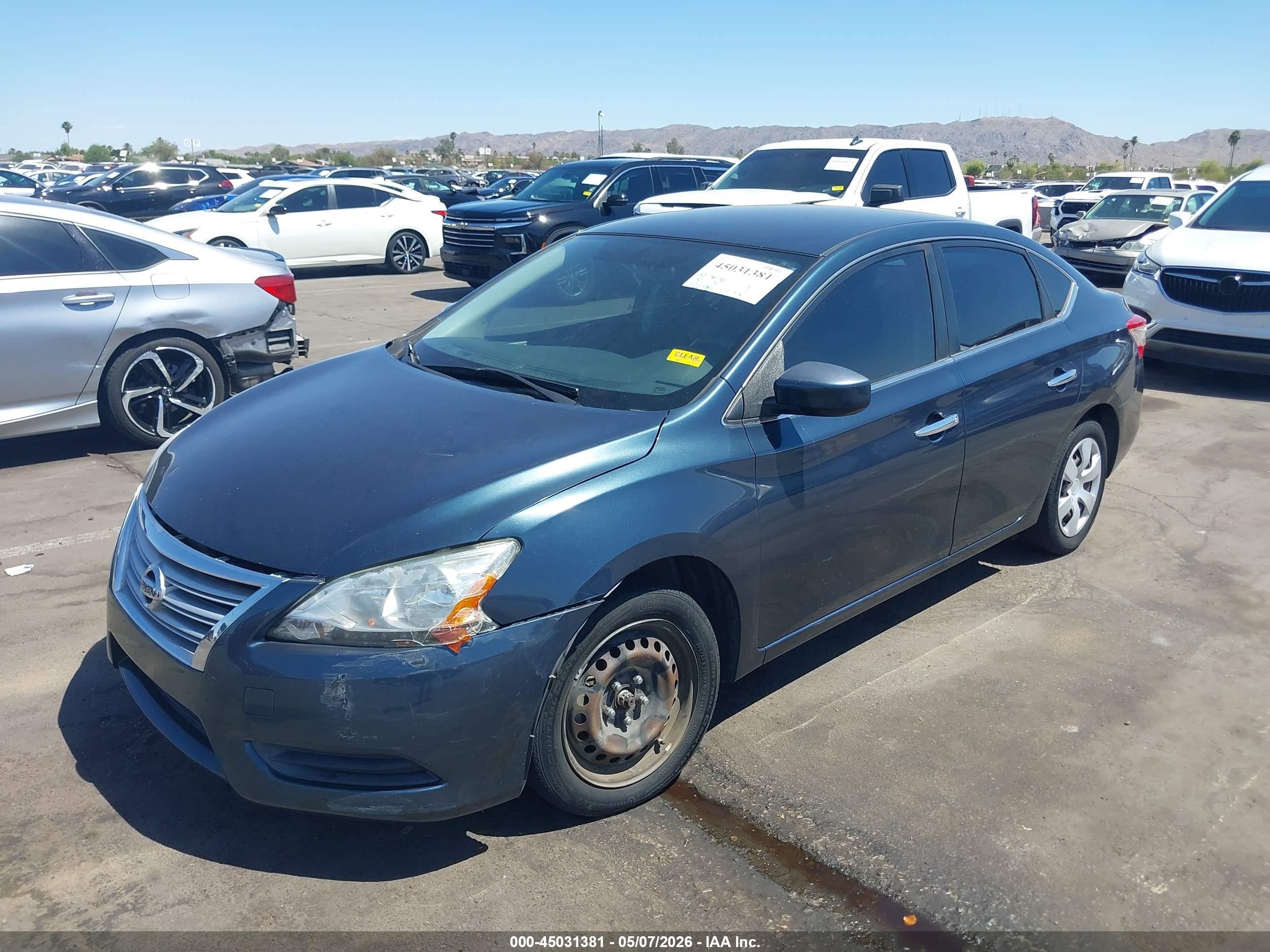 2014 Nissan Sentra Sv Синий vin: 3N1AB7AP6EL656140