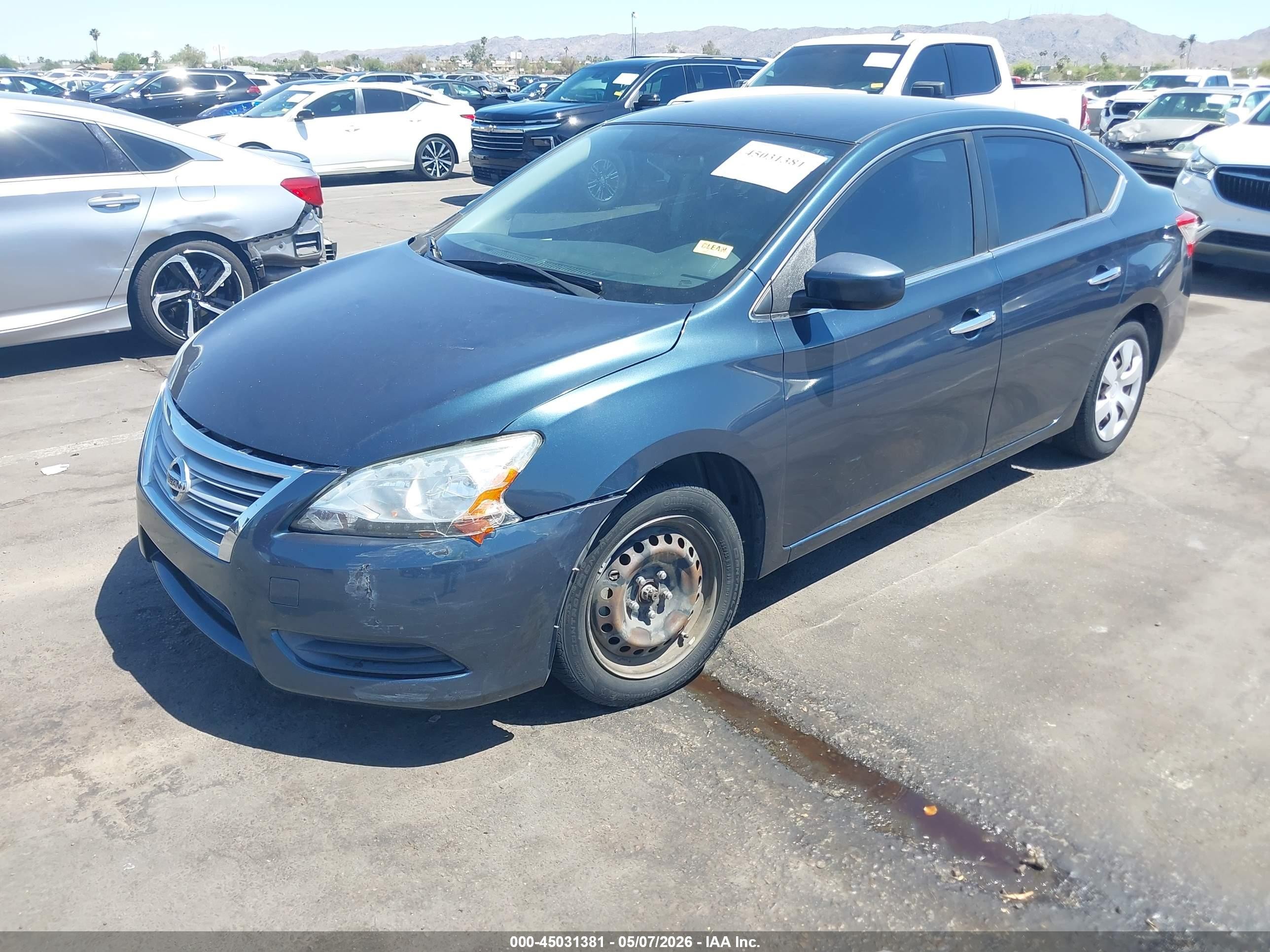 2014 Nissan Sentra Sv Синий vin: 3N1AB7AP6EL656140