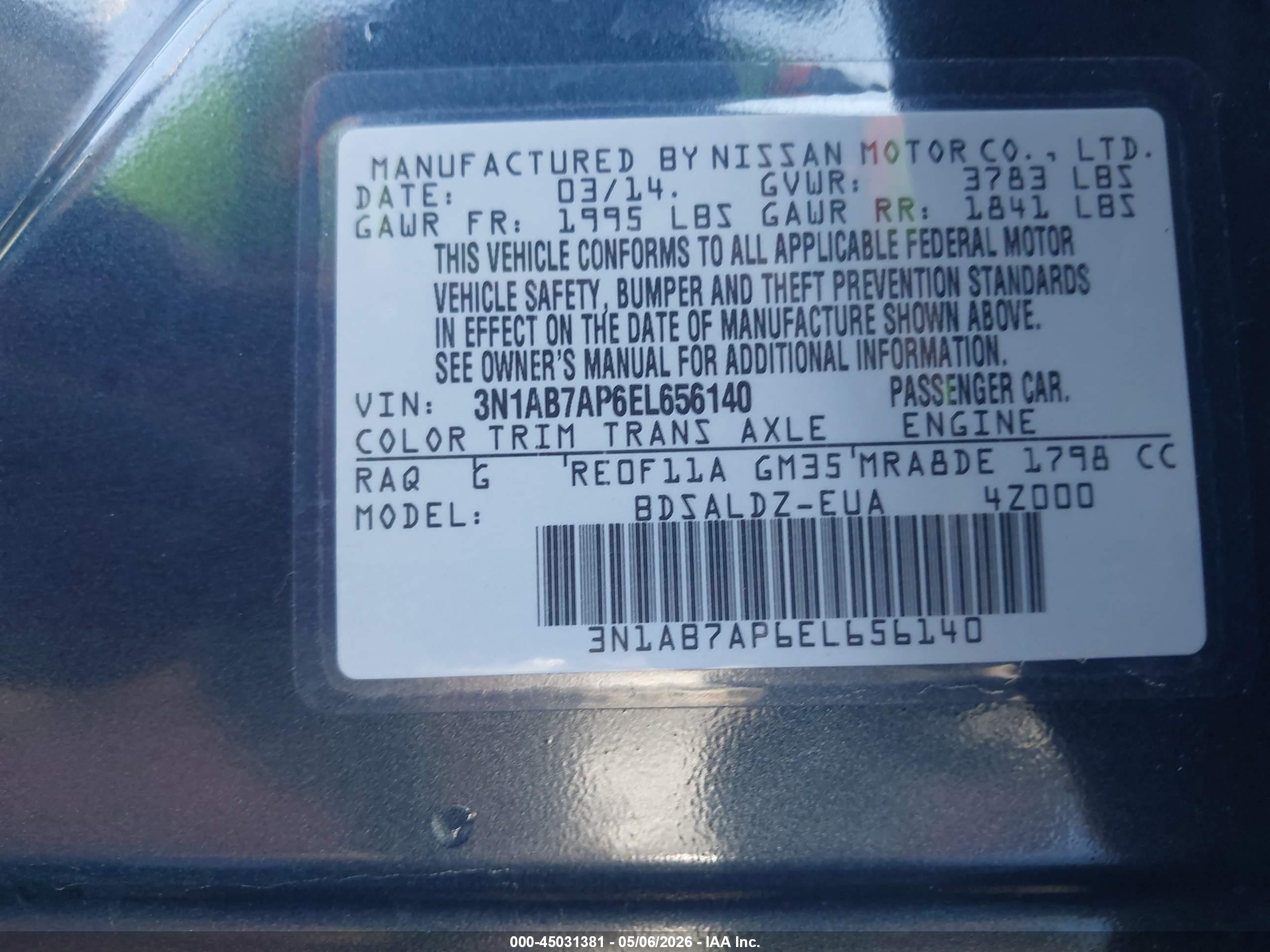 2014 Nissan Sentra Sv Синий vin: 3N1AB7AP6EL656140