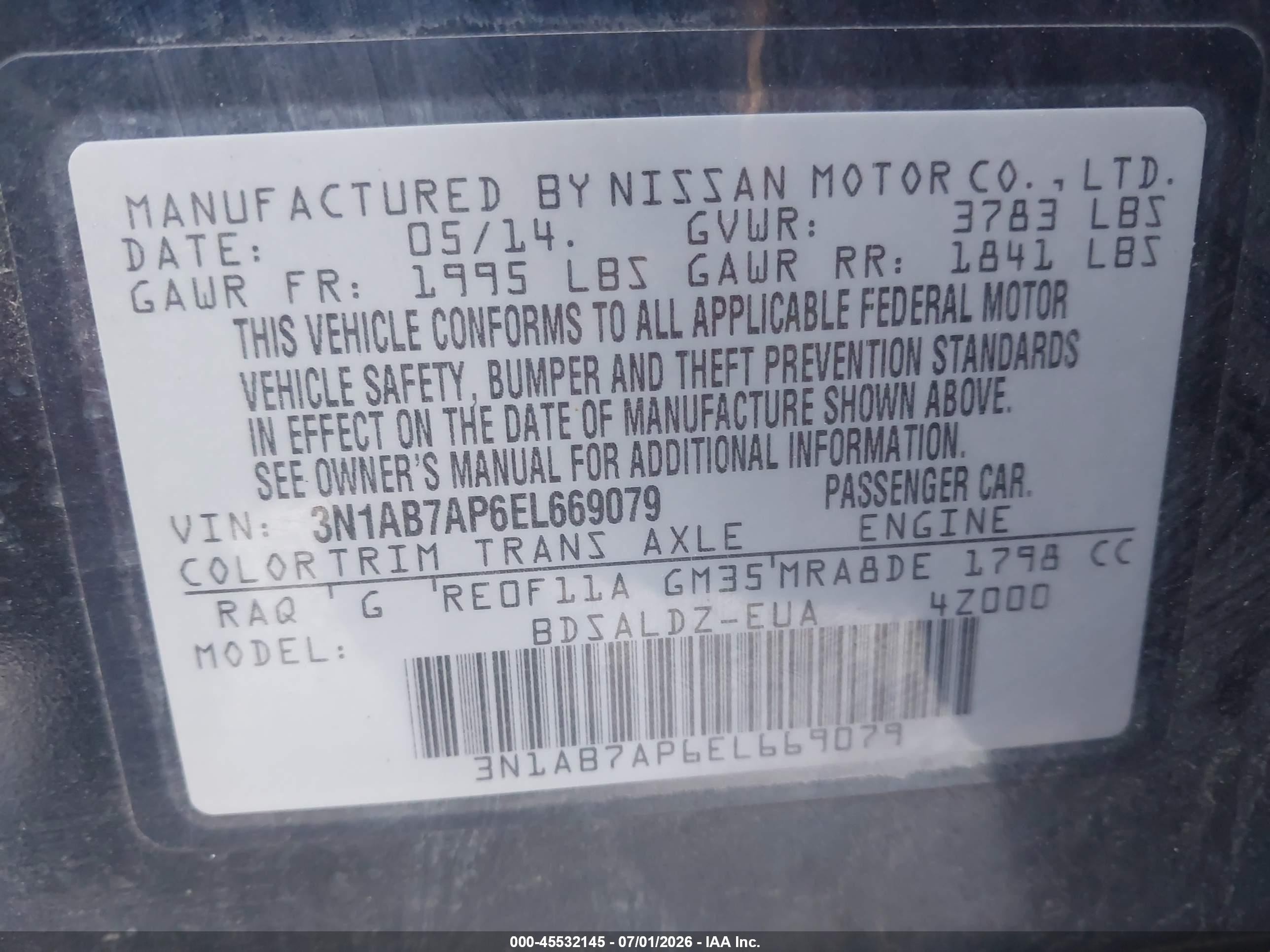 2014 Nissan Sentra Sv Gray vin: 3N1AB7AP6EL669079