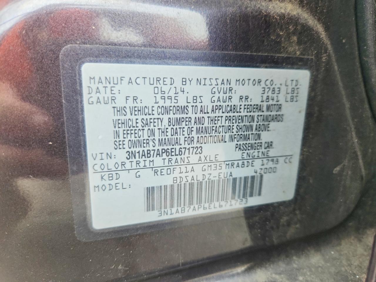 2014 Nissan Sentra Sv Gray vin: 3N1AB7AP6EL671723