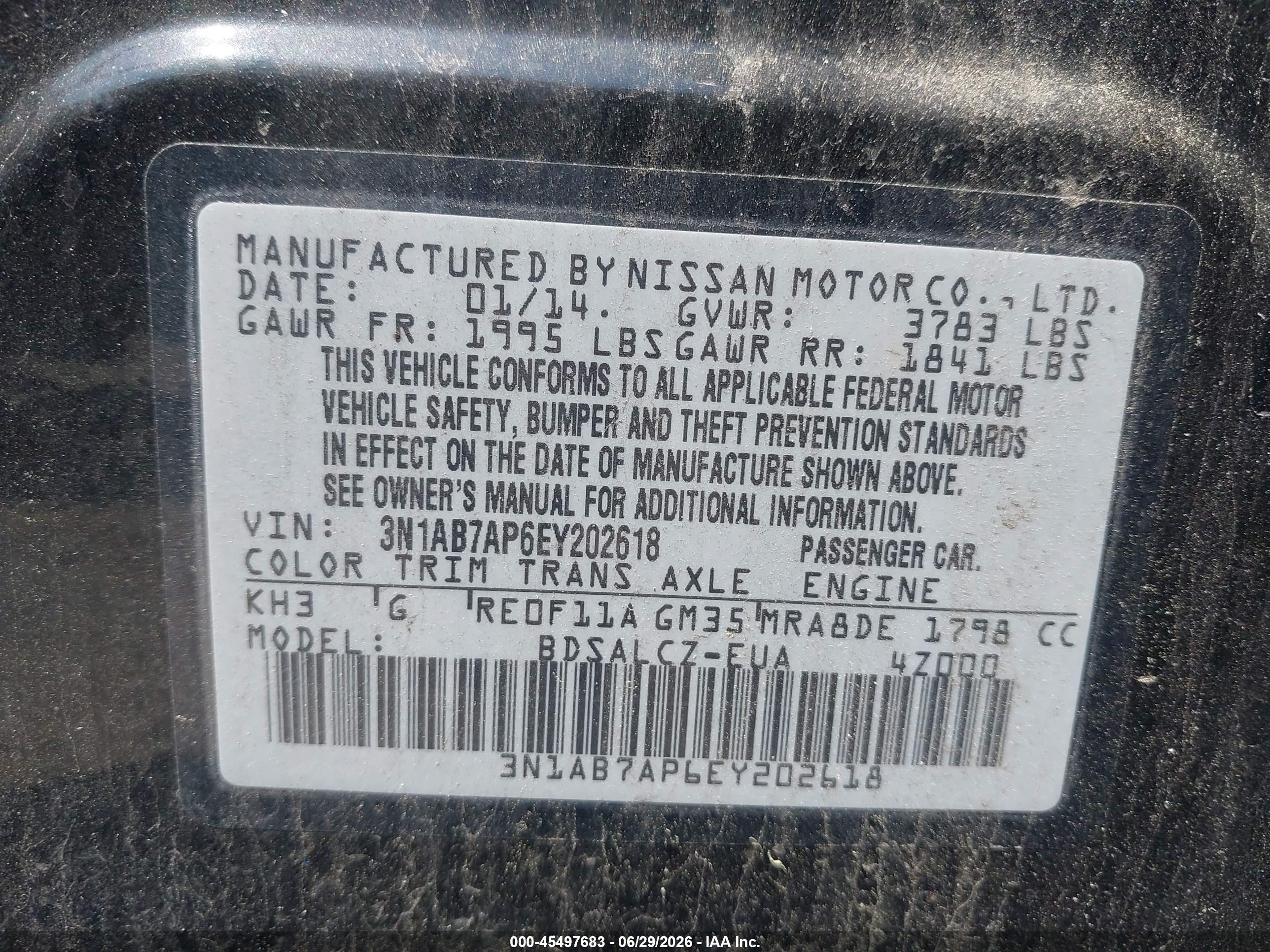 2014 Nissan Sentra S Черный vin: 3N1AB7AP6EY202618
