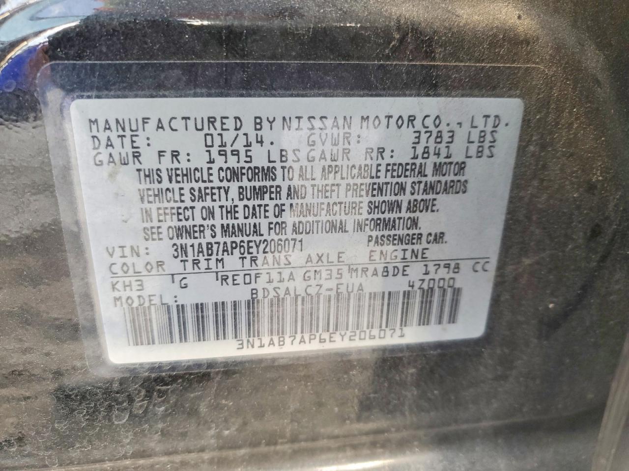 2014 Nissan Sentra S Black vin: 3N1AB7AP6EY206071