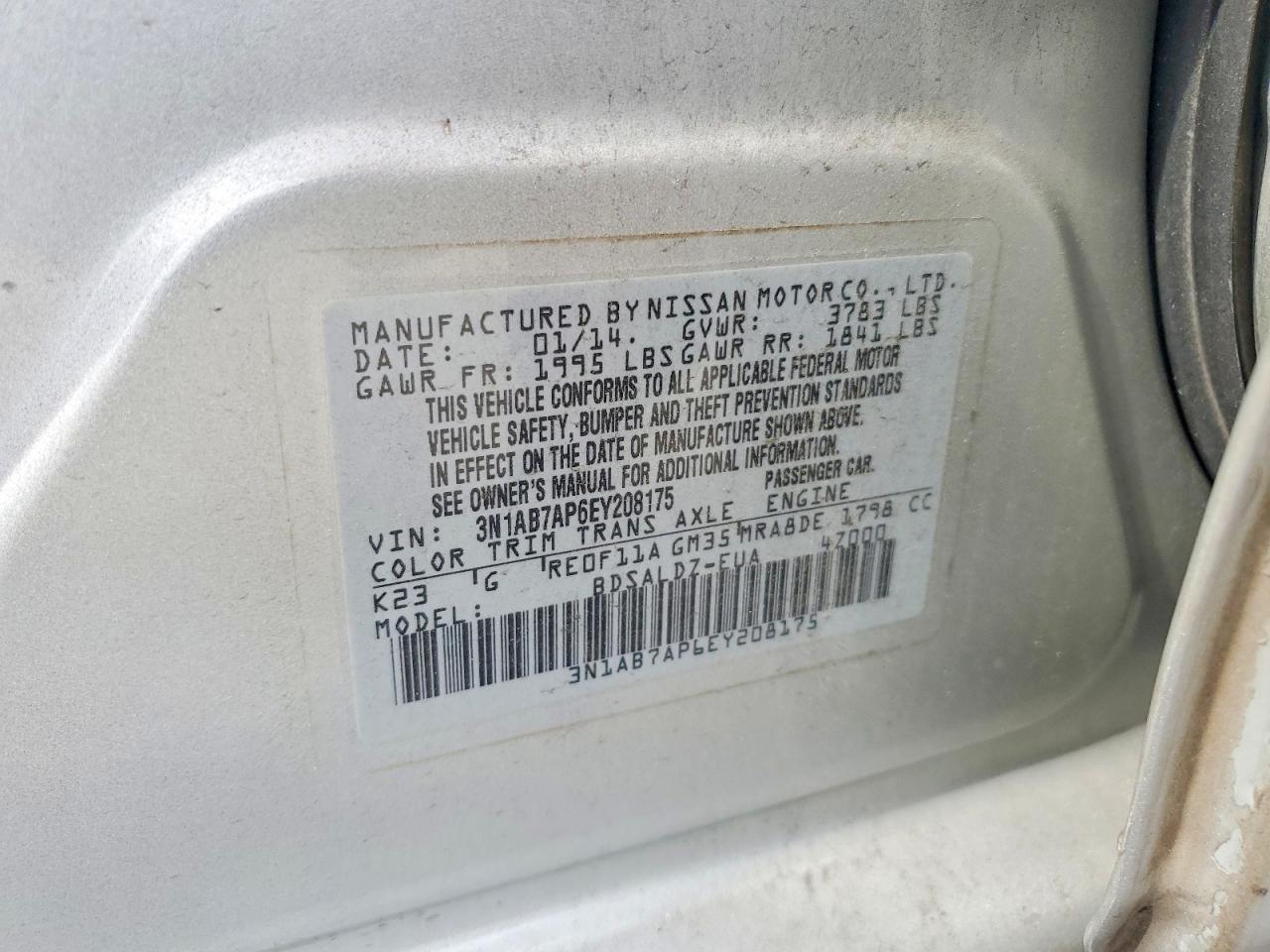 2014 Nissan Sentra Sv Silver vin: 3N1AB7AP6EY208175
