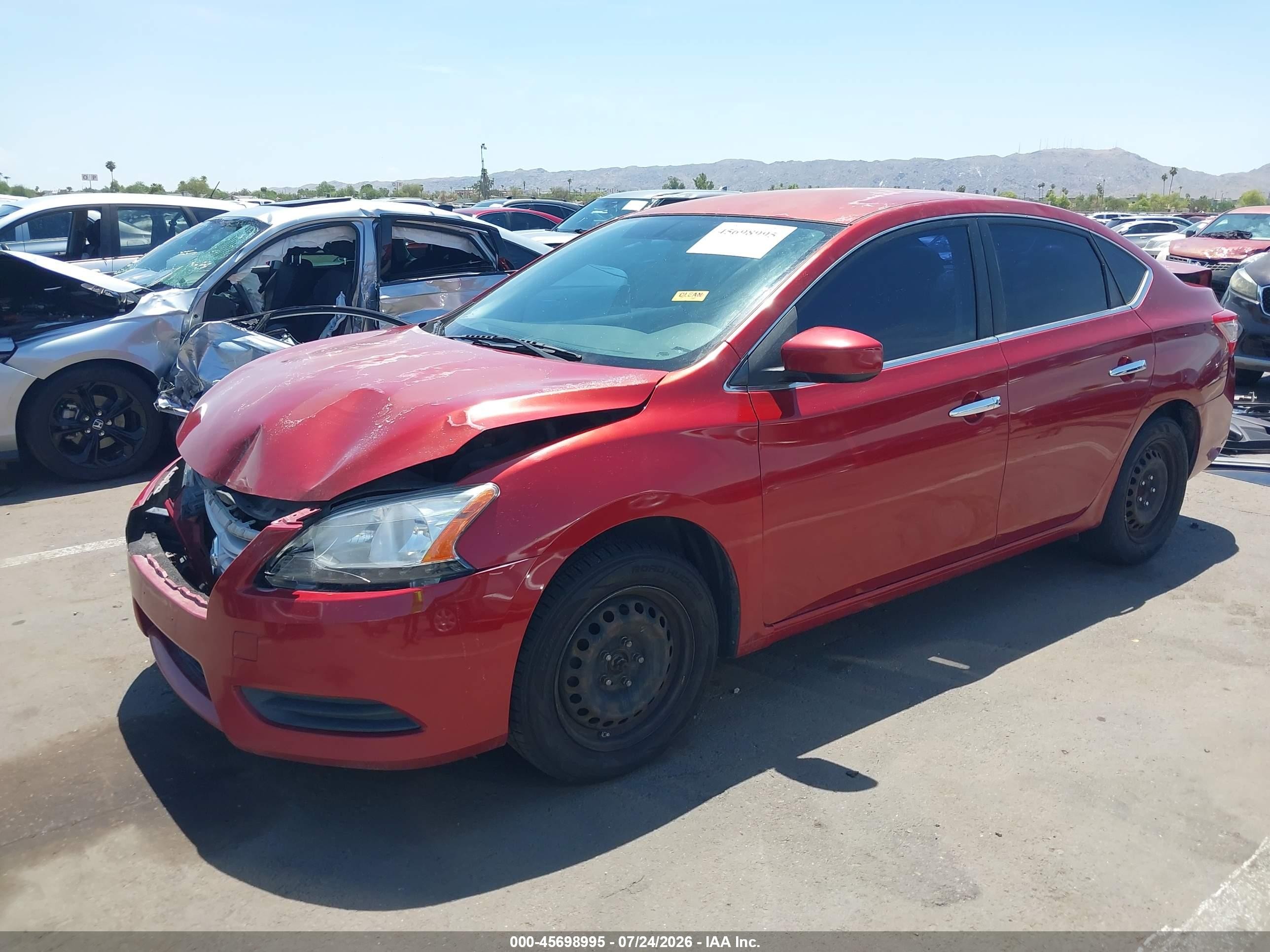 2014 Nissan Sentra S Red vin: 3N1AB7AP6EY248367