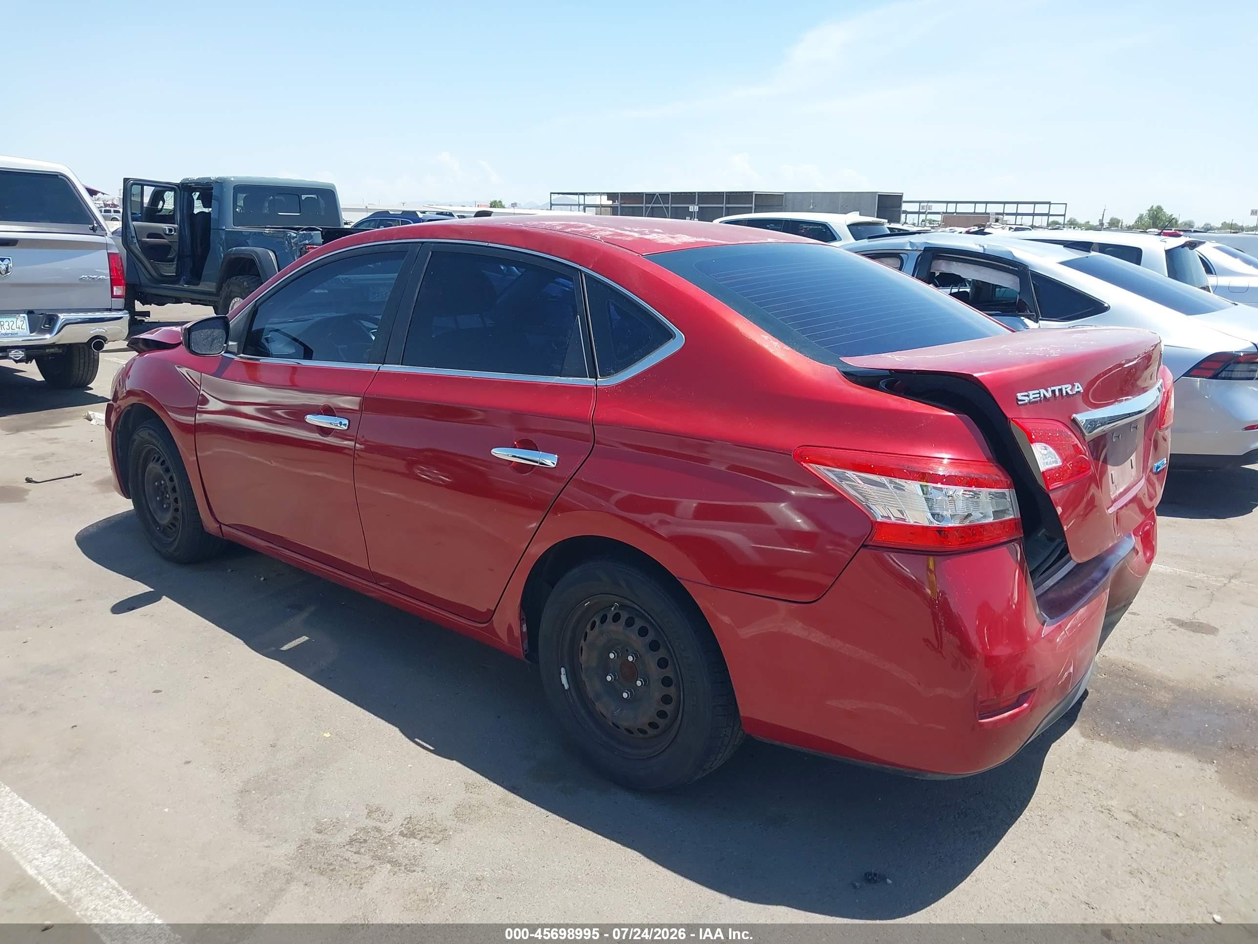 2014 Nissan Sentra S Red vin: 3N1AB7AP6EY248367