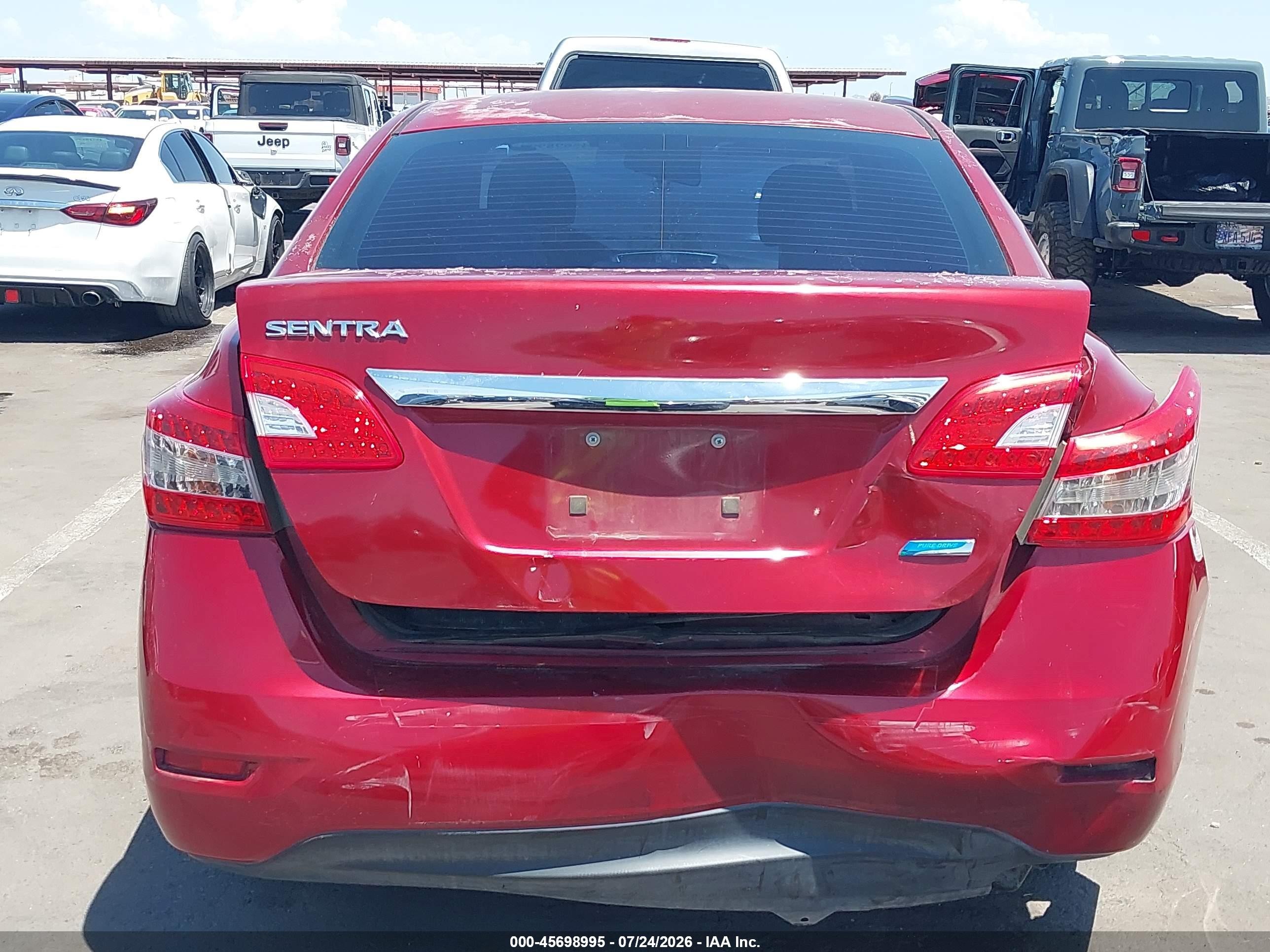 2014 Nissan Sentra S Red vin: 3N1AB7AP6EY248367